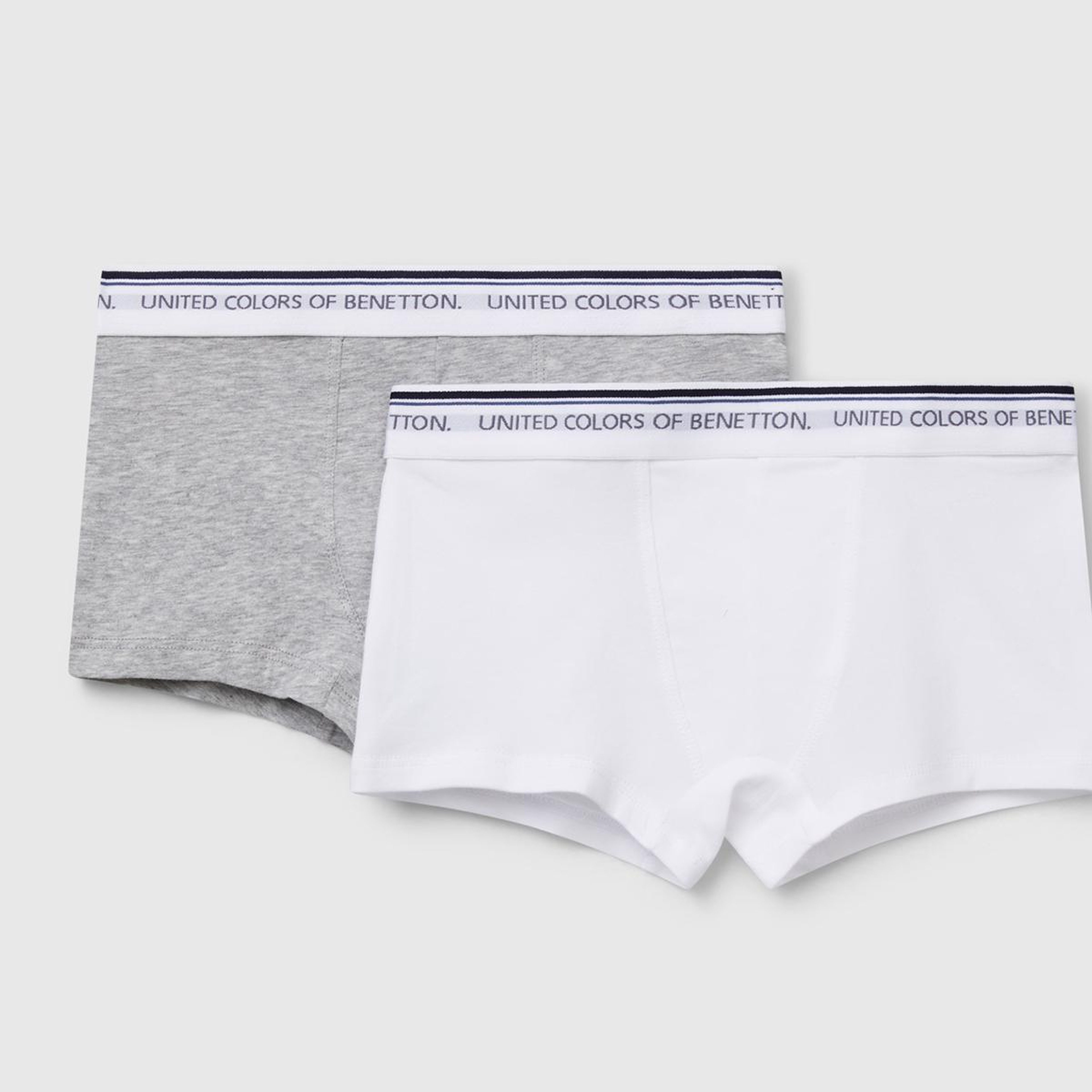 Erkek Çocuk Gri melanj Beli Logo Baskılı 2'li Boxer Seti
