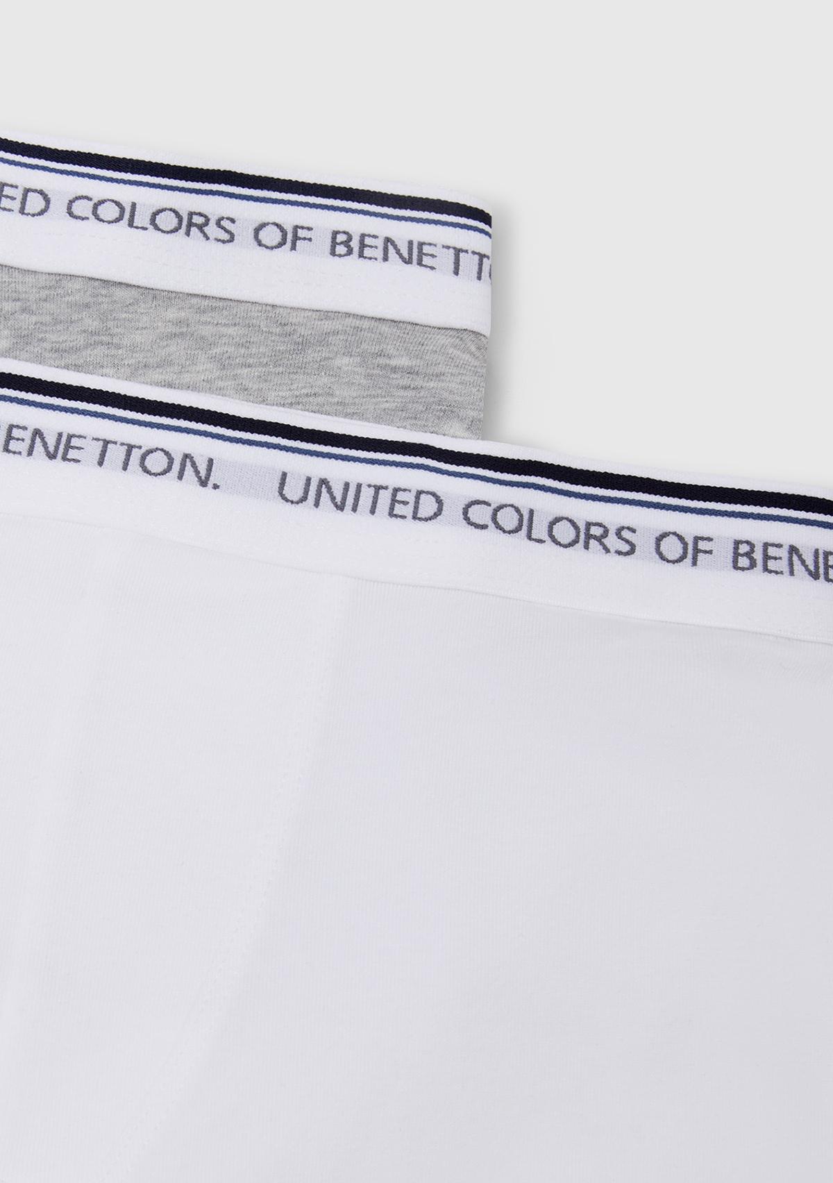 Erkek Çocuk Gri melanj Beli Logo Baskılı 2'li Boxer Seti