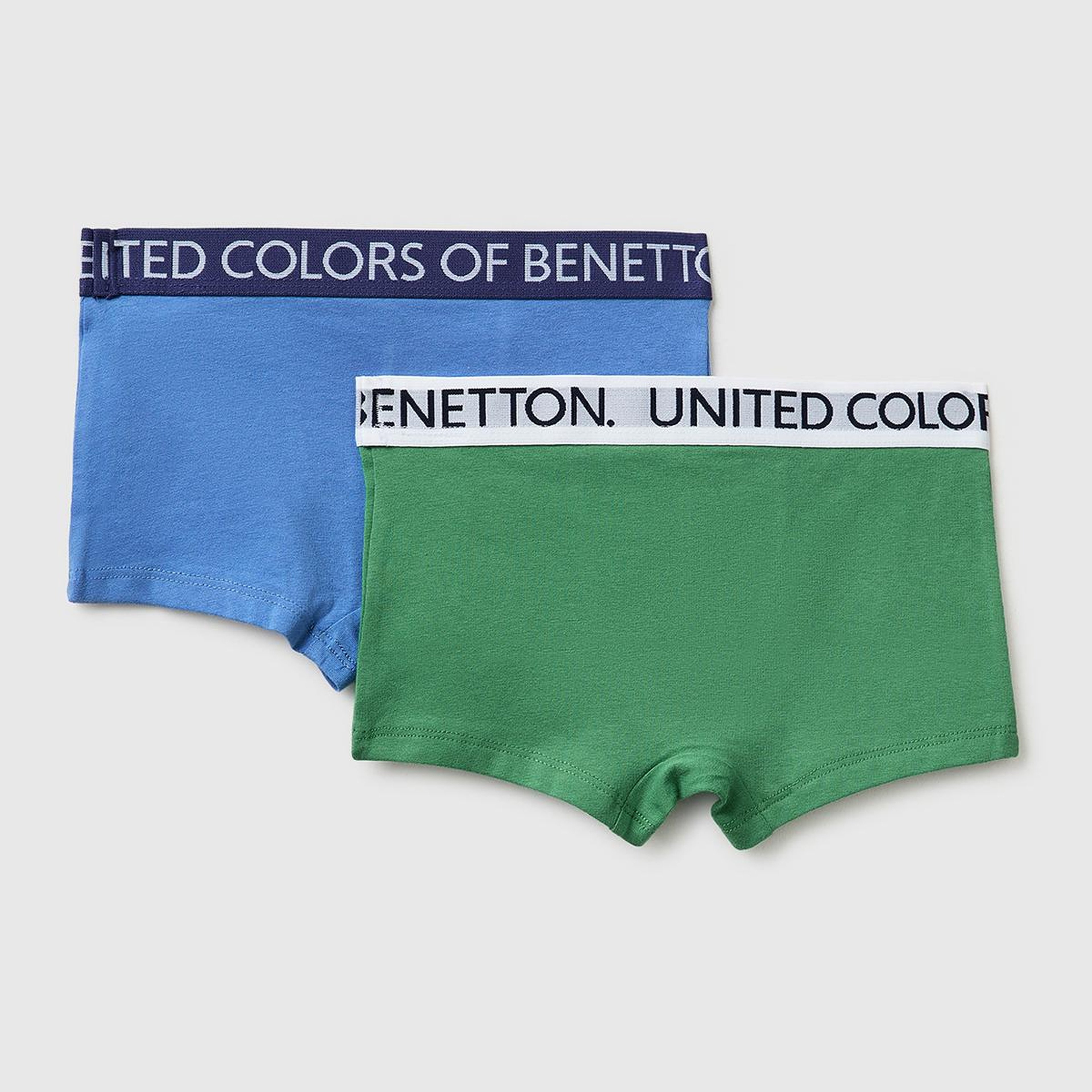 Erkek Çocuk Mavi-Yeşil Beli Logo Baskılı 2'li Boxer Seti