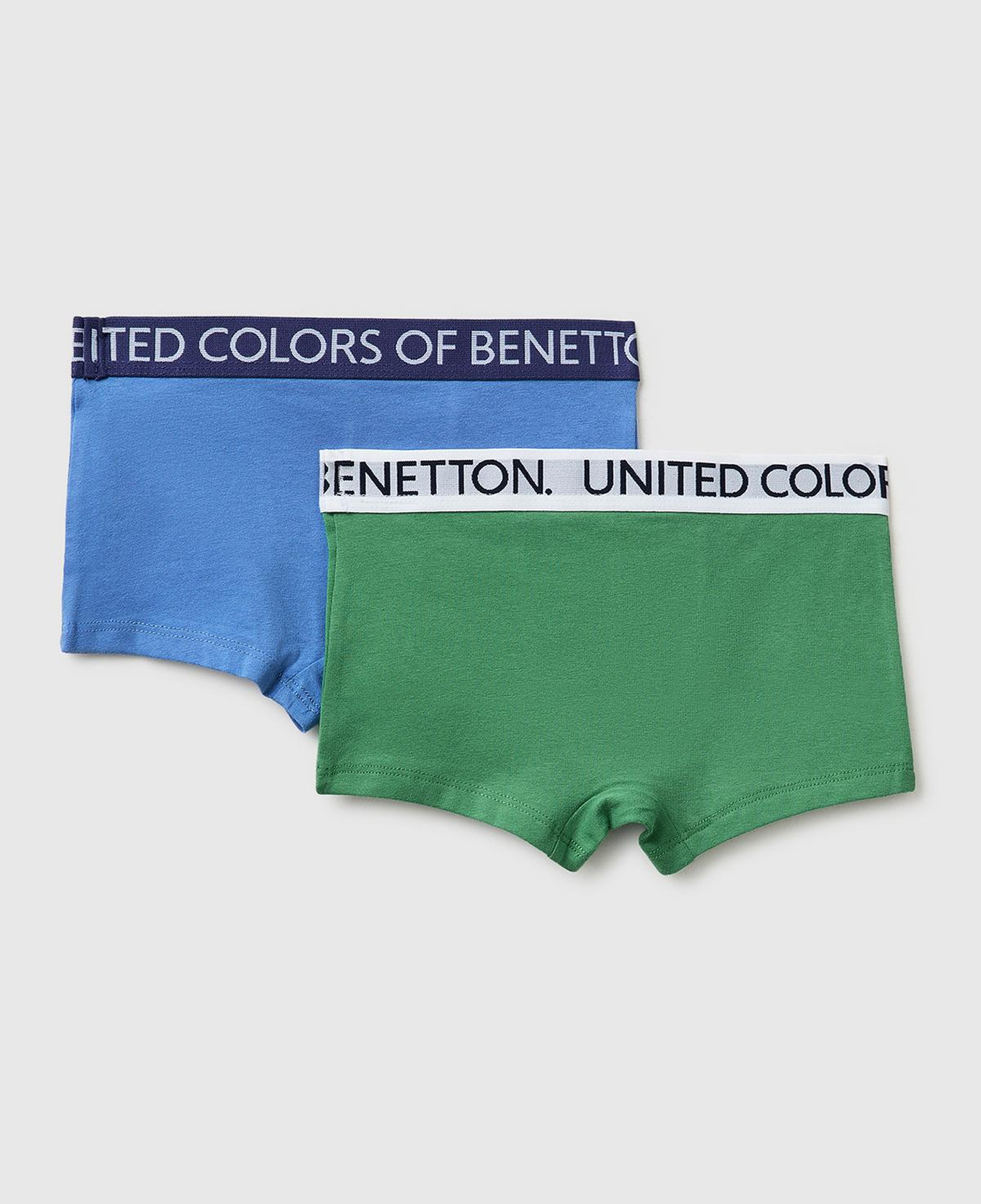 Erkek Çocuk Mavi-Yeşil Beli Logo Baskılı 2'li Boxer Seti