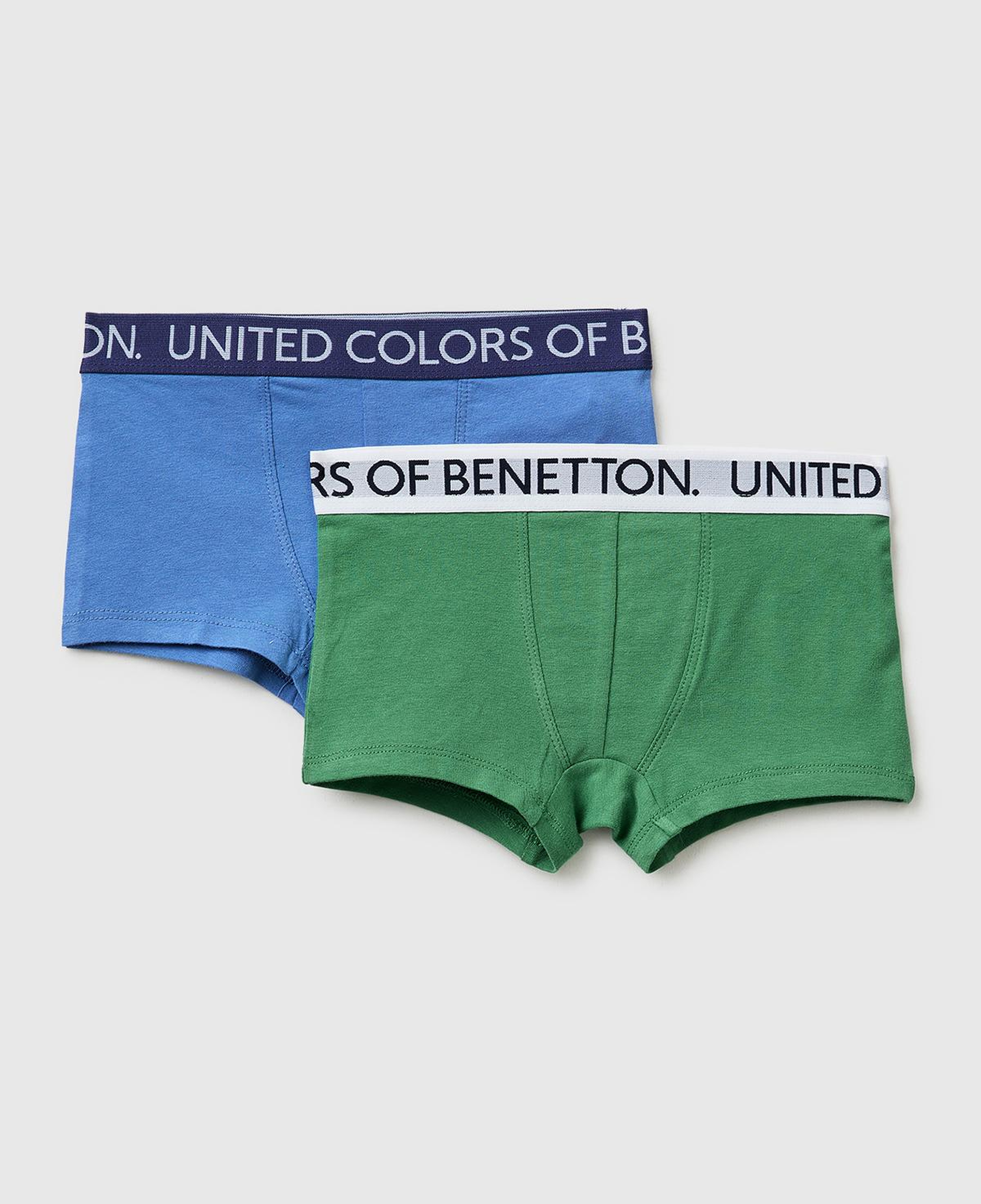 Erkek Çocuk Mavi-Yeşil Beli Logo Baskılı 2'li Boxer Seti