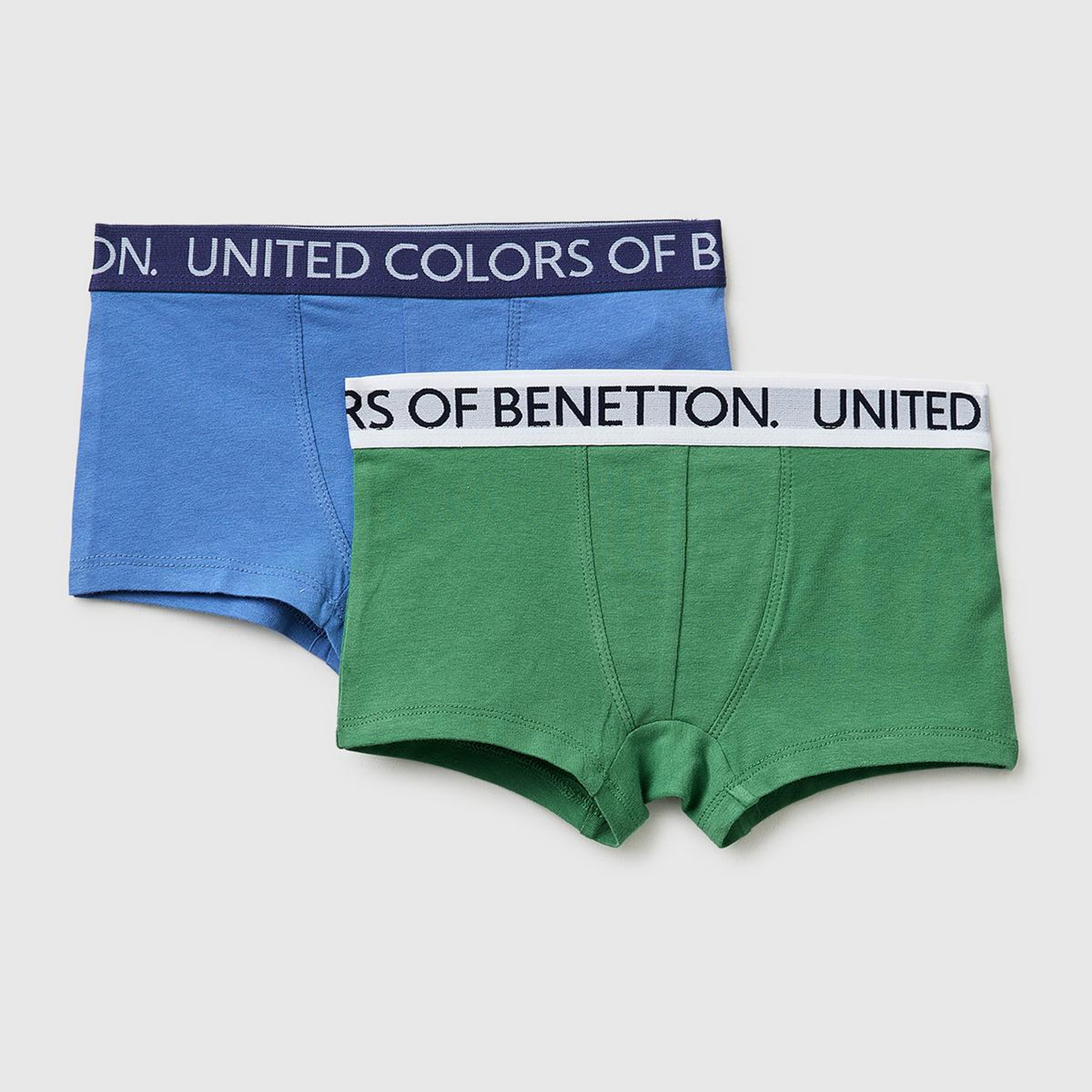 Erkek Çocuk Mavi-Yeşil Beli Logo Baskılı 2'li Boxer Seti