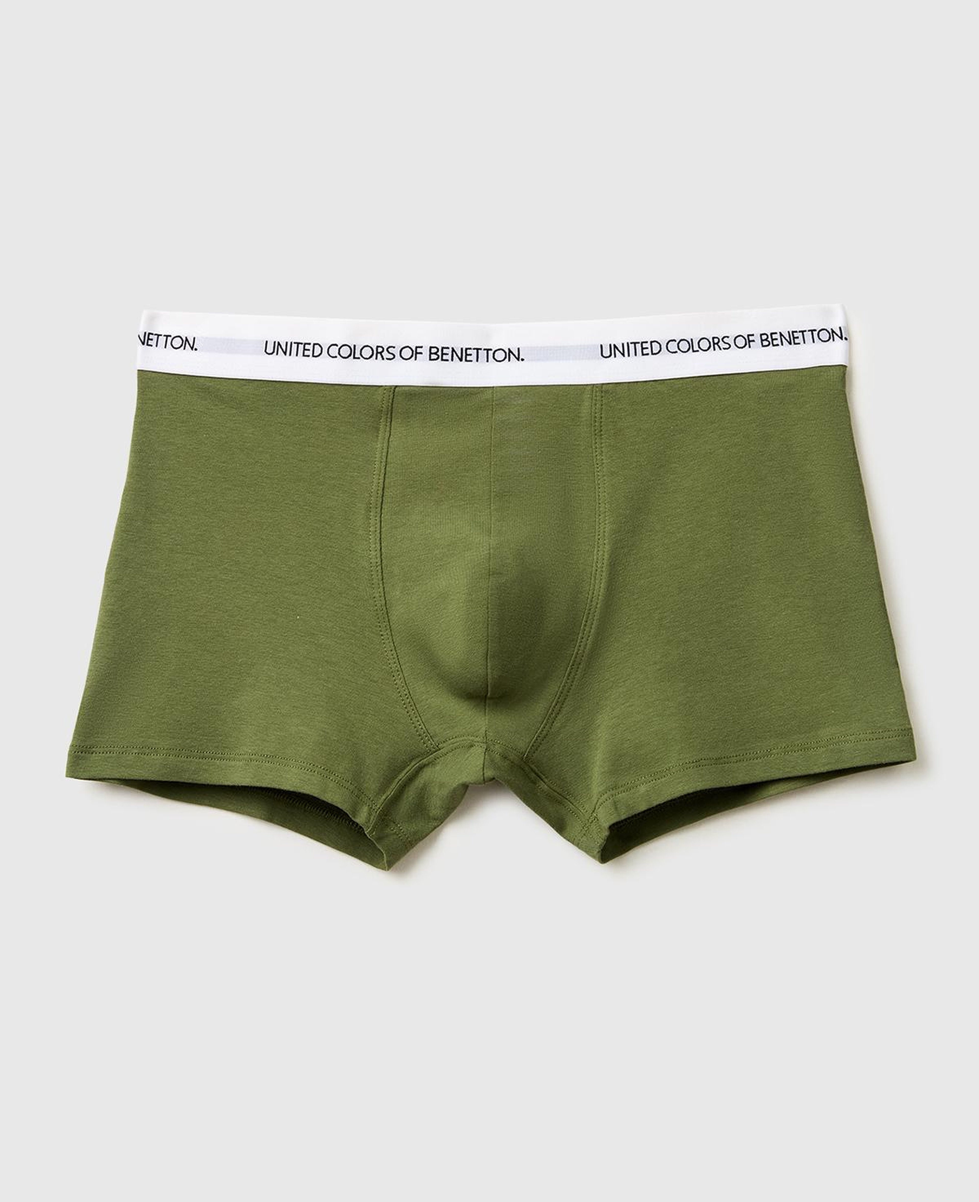 Erkek Haki Logo Yazı Şeritli Koton Boxer