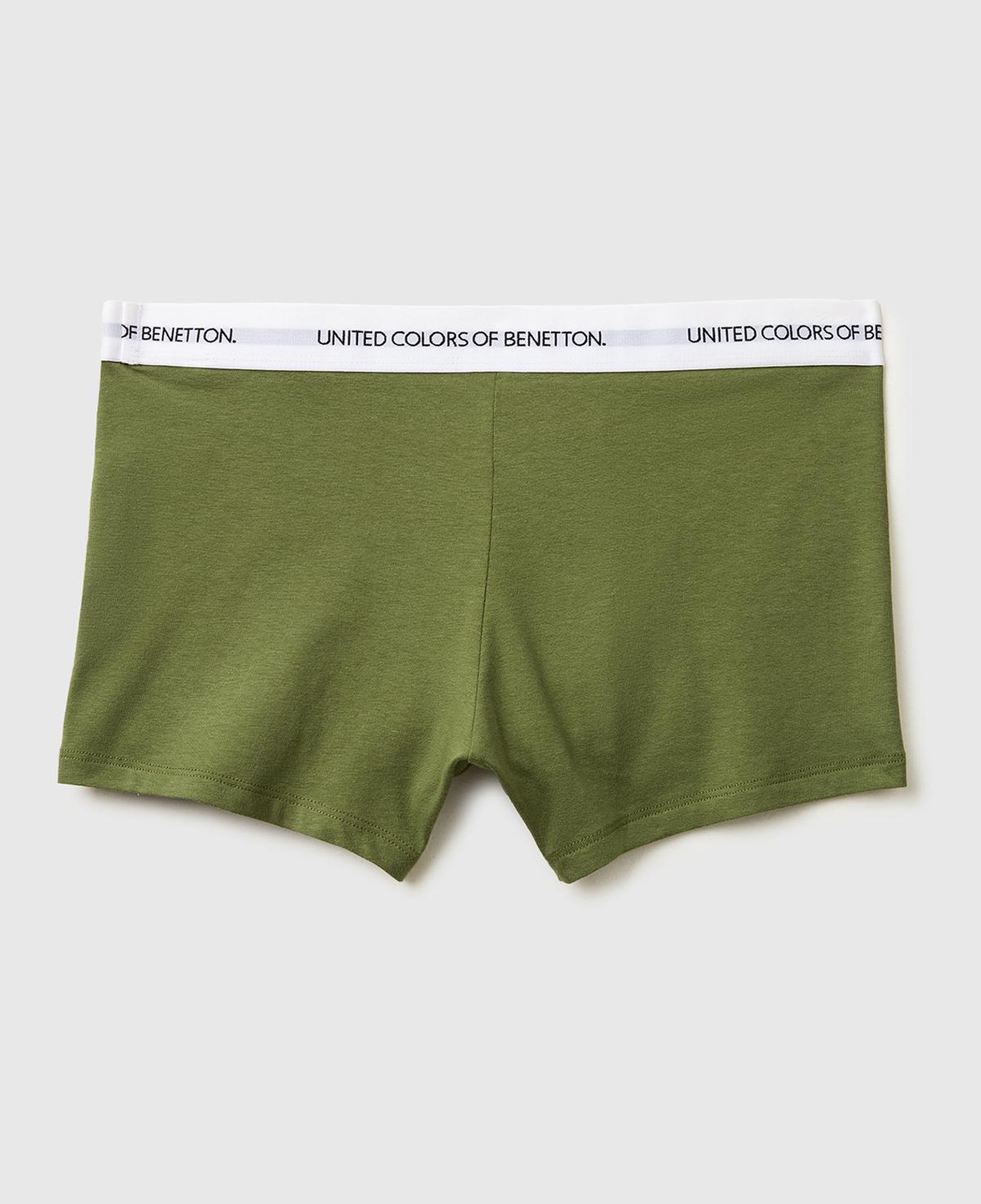 Erkek Haki Logo Yazı Şeritli Koton Boxer