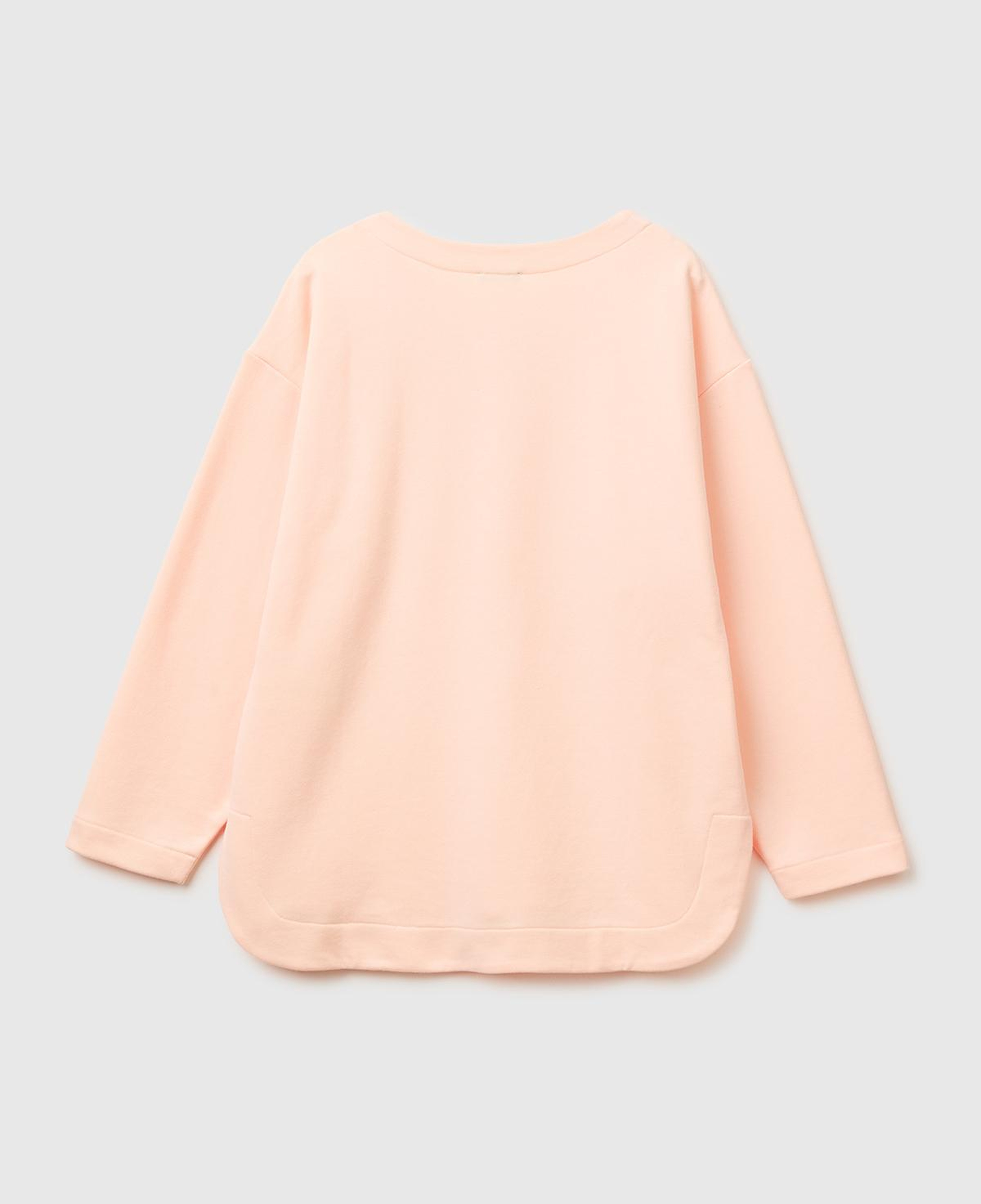 Kadın Krem Pamuk Karışımlı Simli Baskılı Yuvarlak Yaka Sweatshirt