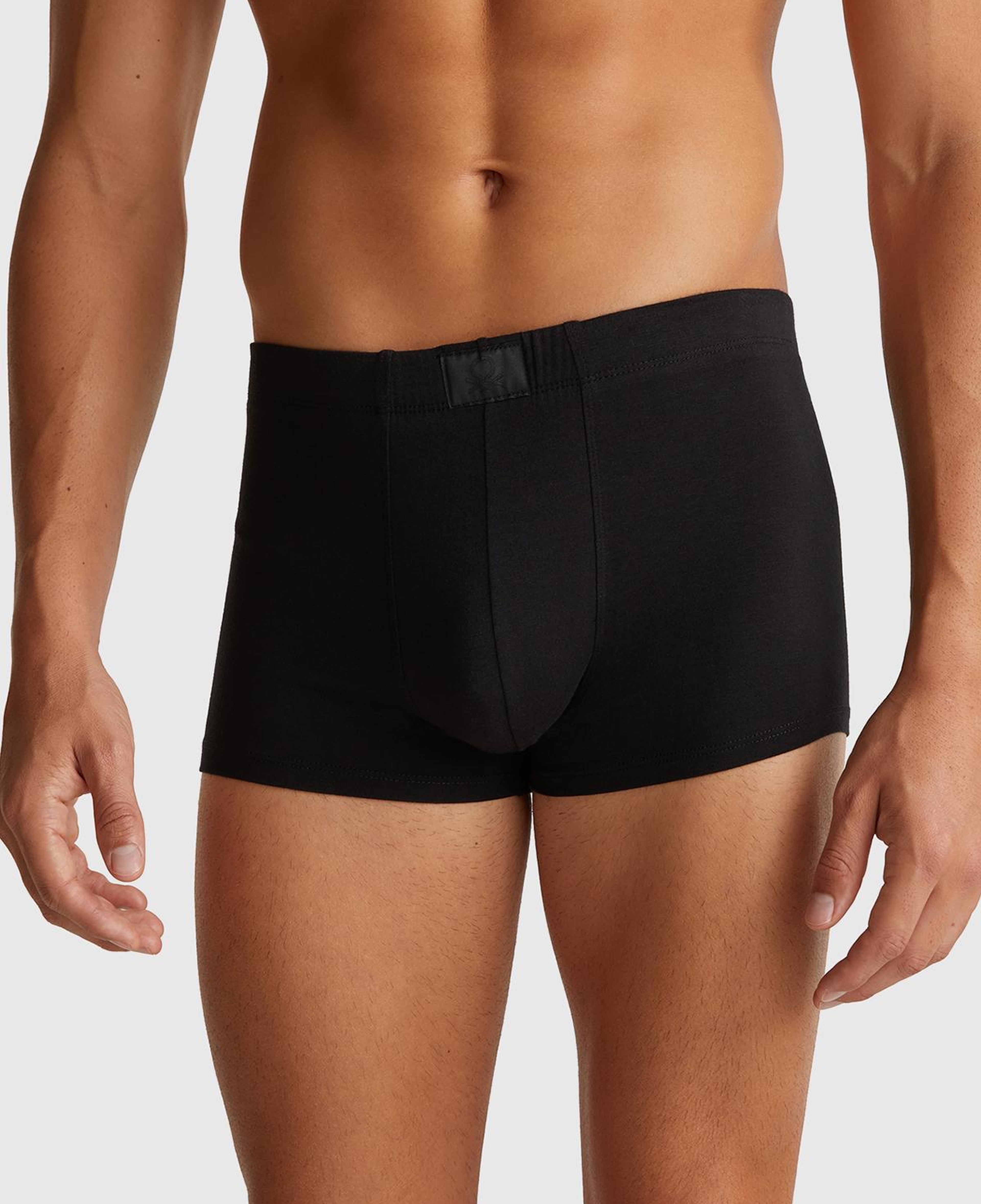 Erkek Siyah  Pamuk Karışımlı Logo Etiketli Boxer