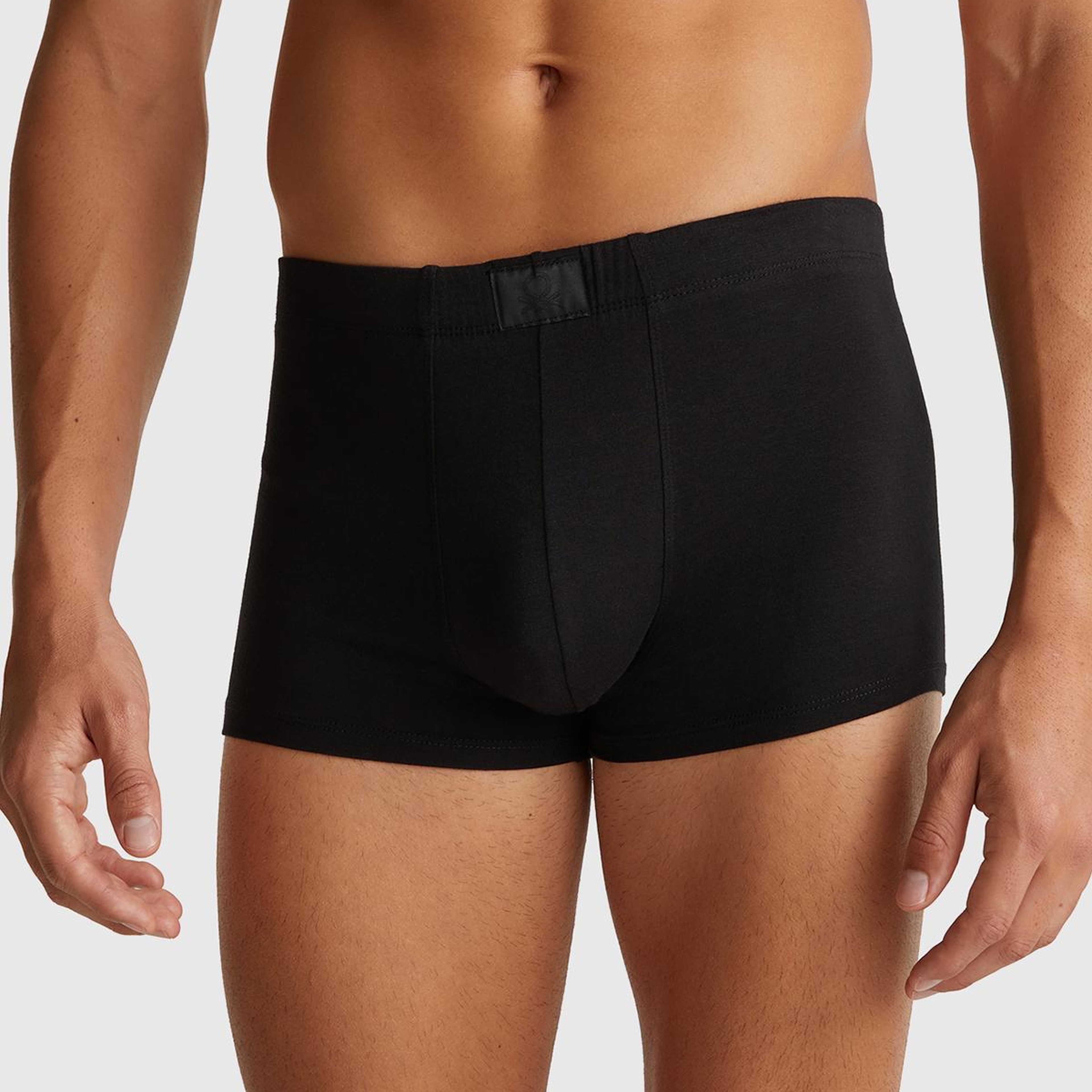 Erkek Siyah  Pamuk Karışımlı Logo Etiketli Boxer