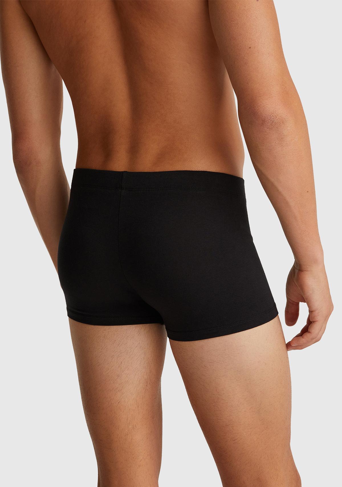 Erkek Siyah Pamuk Karışımlı Logo Etiketli Boxer