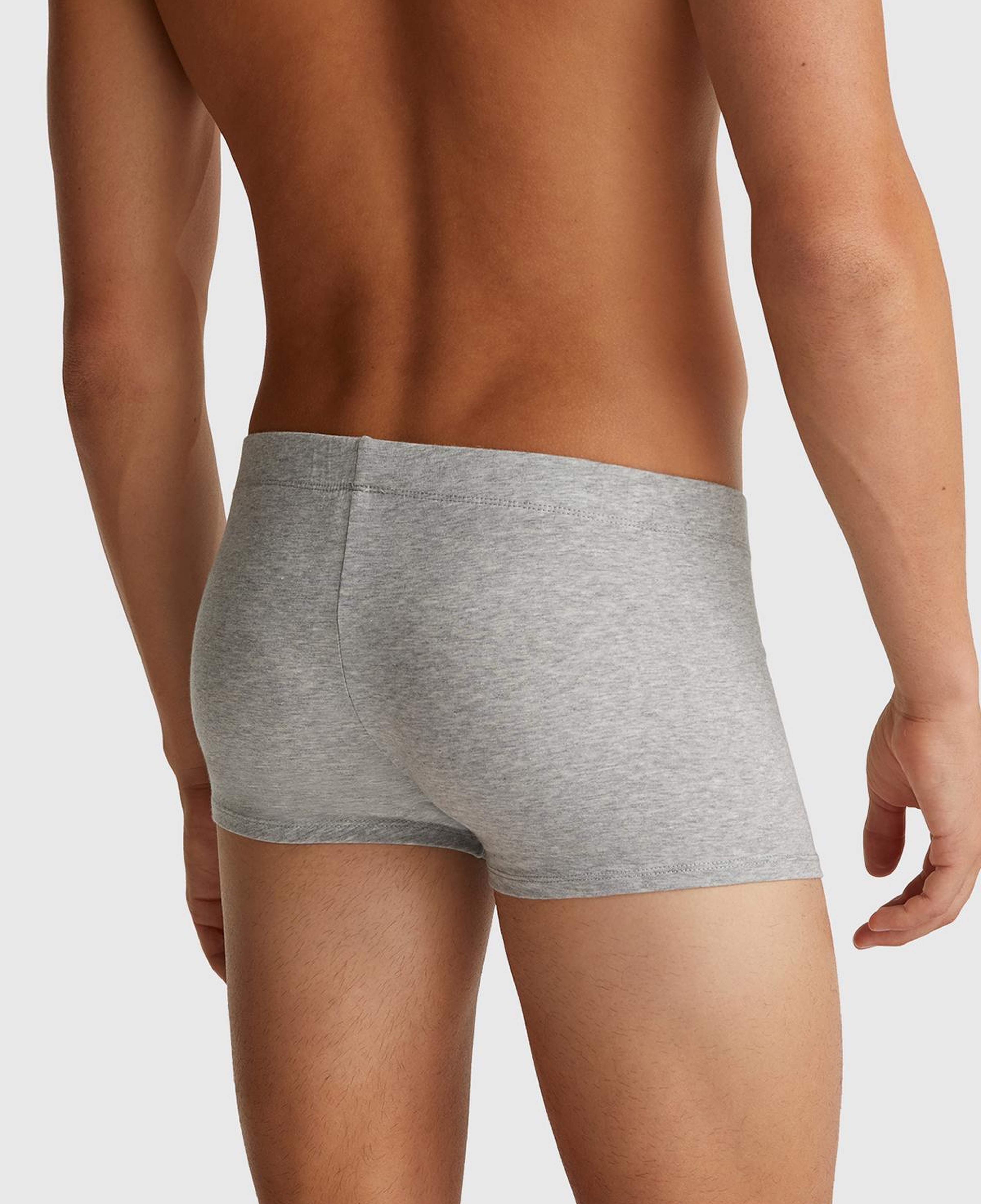 Erkek Gri Melanj  Pamuk Karışımlı Logo Etiketli Boxer