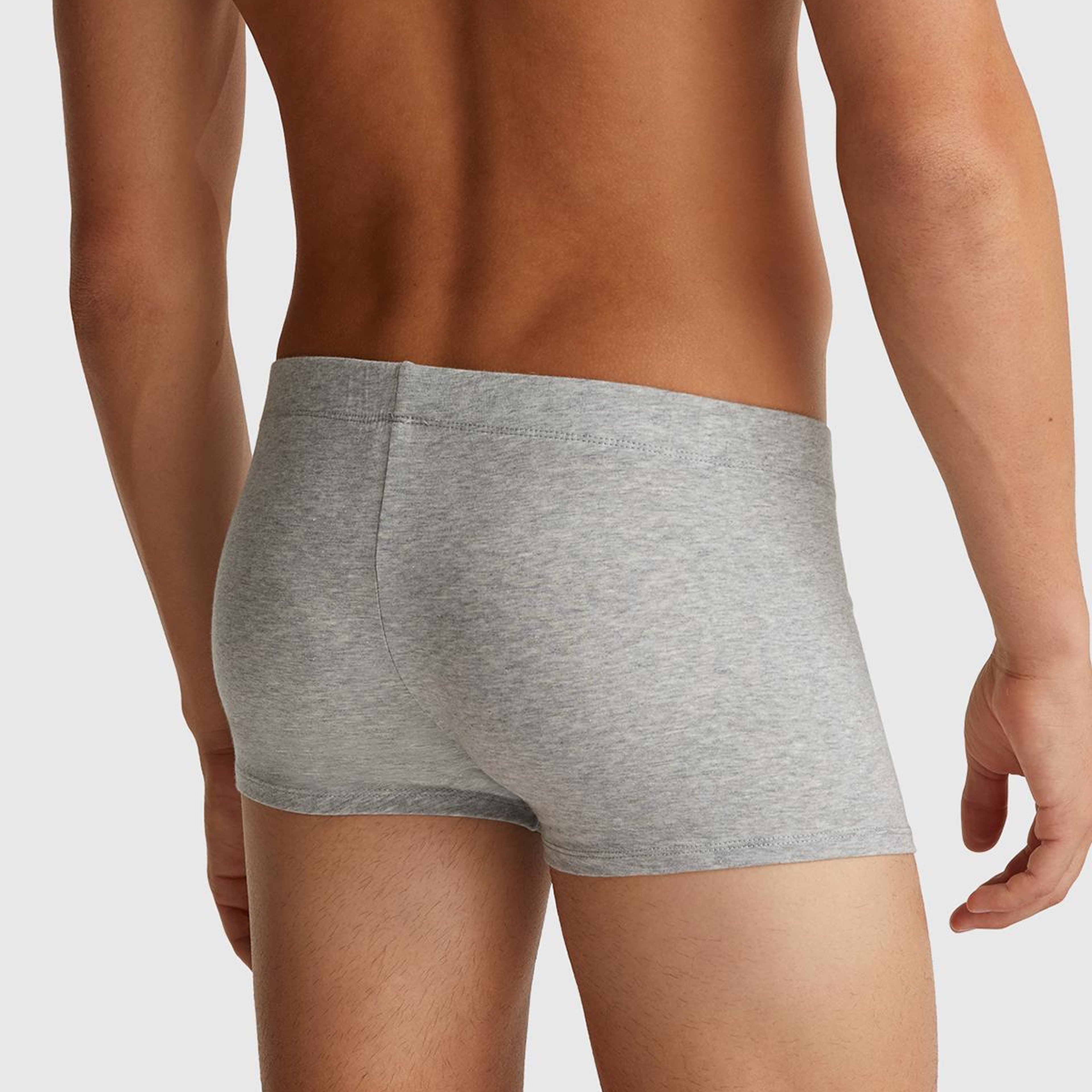 Erkek Gri Melanj  Pamuk Karışımlı Logo Etiketli Boxer