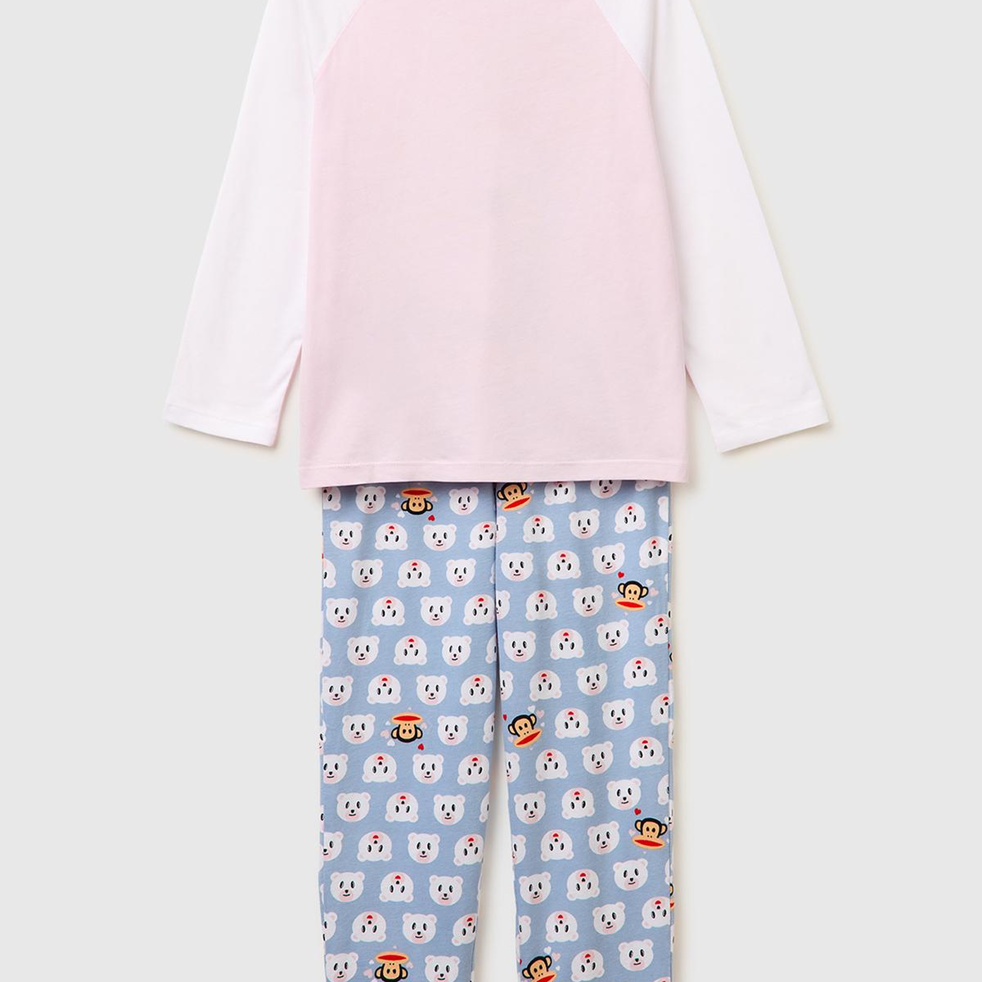 Kız Çocuk Mix Kontrast Kol Detaylı Simli Baskılı Pijama Takımı