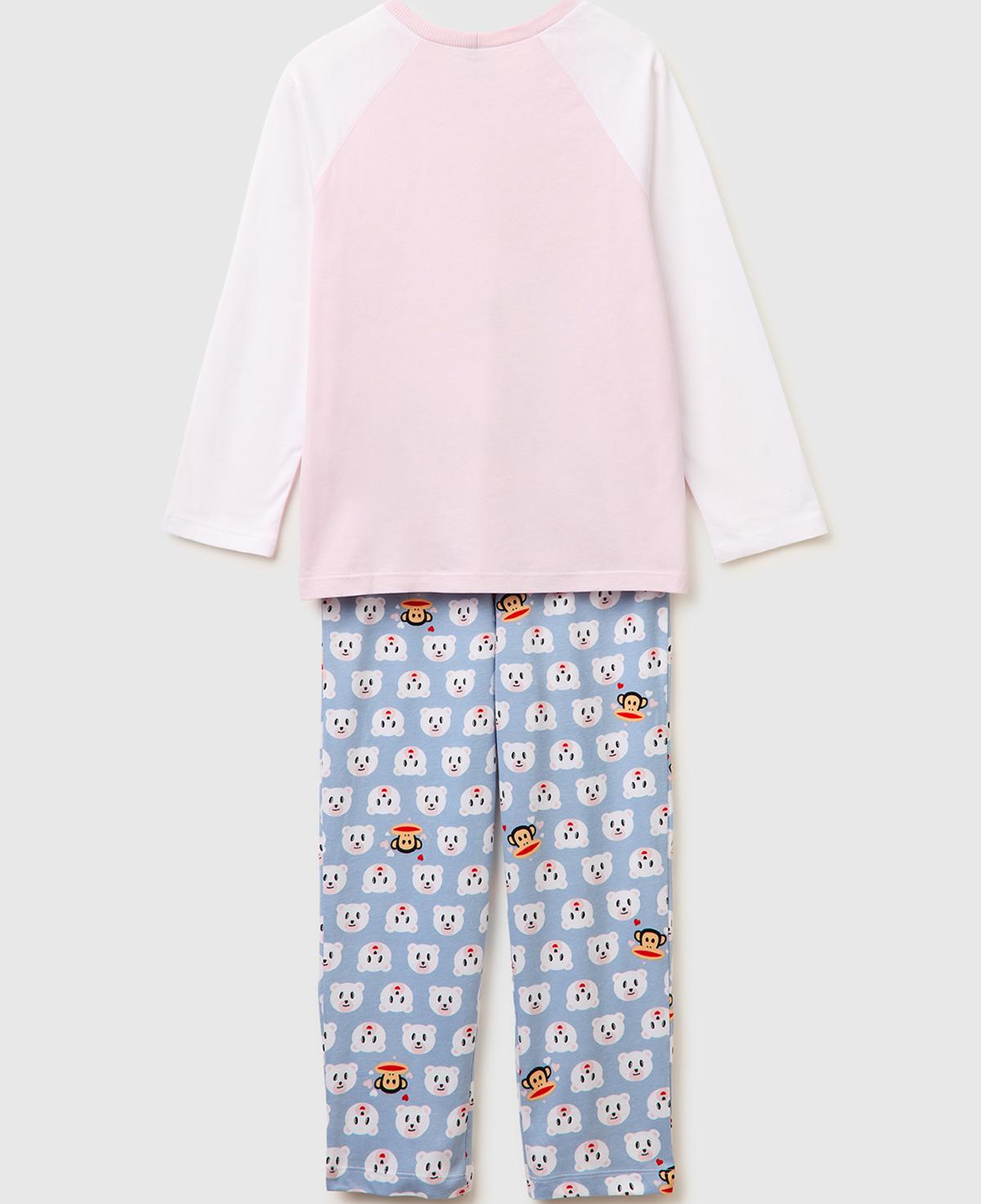 Kız Çocuk Mix Kontrast Kol Detaylı Simli Baskılı Pijama Takımı