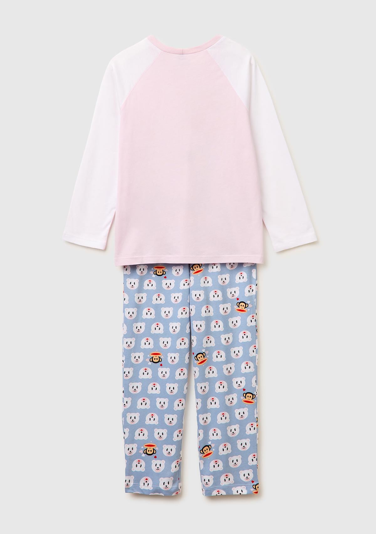 Kız Çocuk Mix Kontrast Kol Detaylı Simli Baskılı Pijama Takımı