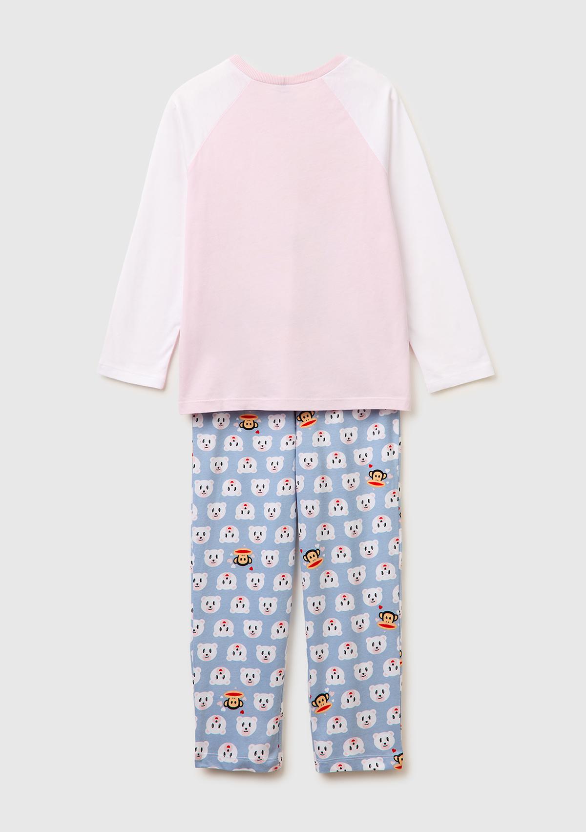 Kız Çocuk Mix Kontrast Kol Detaylı Simli Baskılı Pijama Takımı