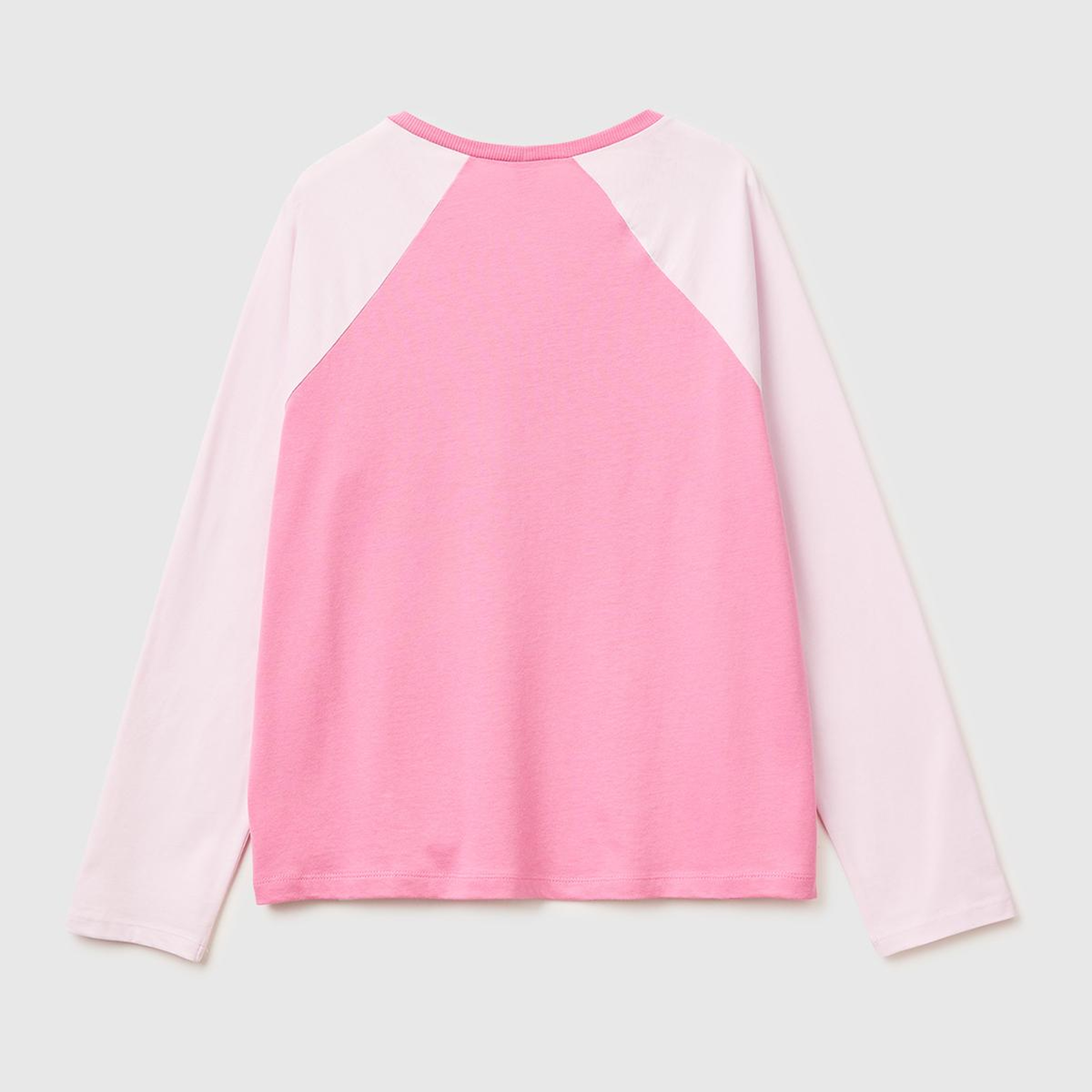 Kadın Pembe Pamuk Karışımlı Etek Ucu Logolu Baskılı Uzun Kollu T-Shirt