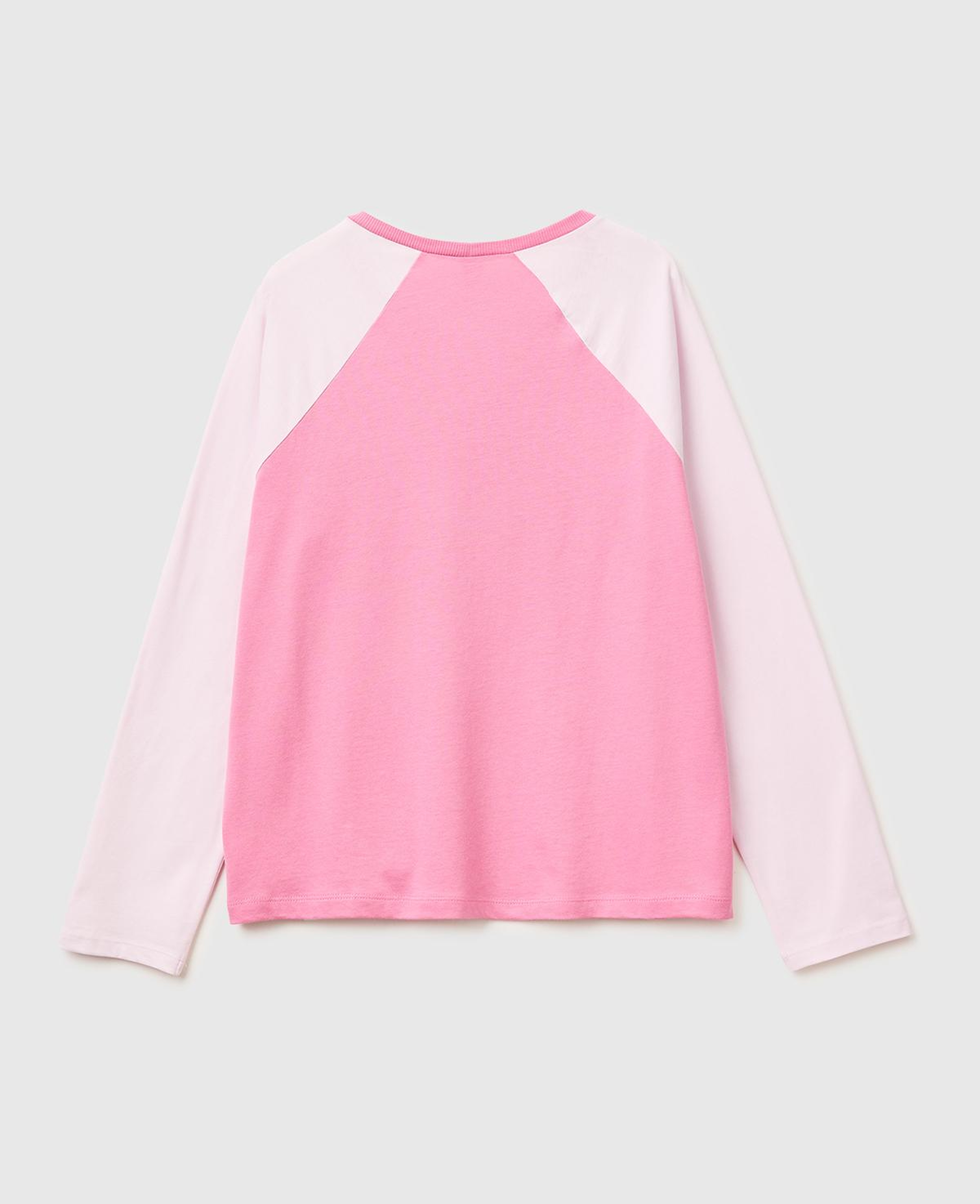Kadın Pembe Pamuk Karışımlı Etek Ucu Logolu Baskılı Uzun Kollu T-Shirt