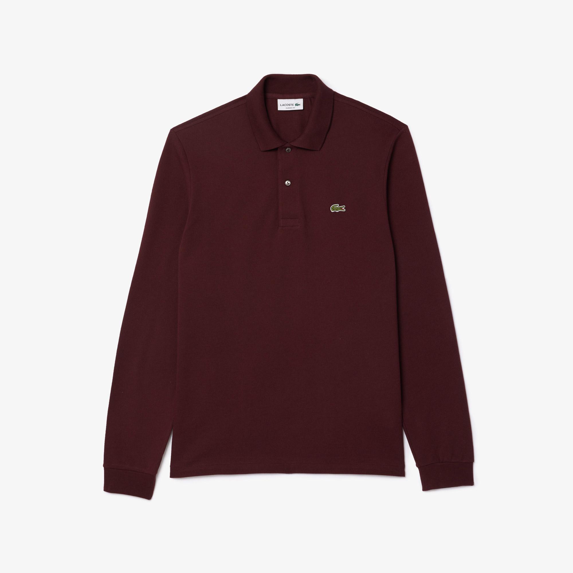 Lacoste L.12.12 Erkek Classic Fit Uzun Kollu Bordo Polo