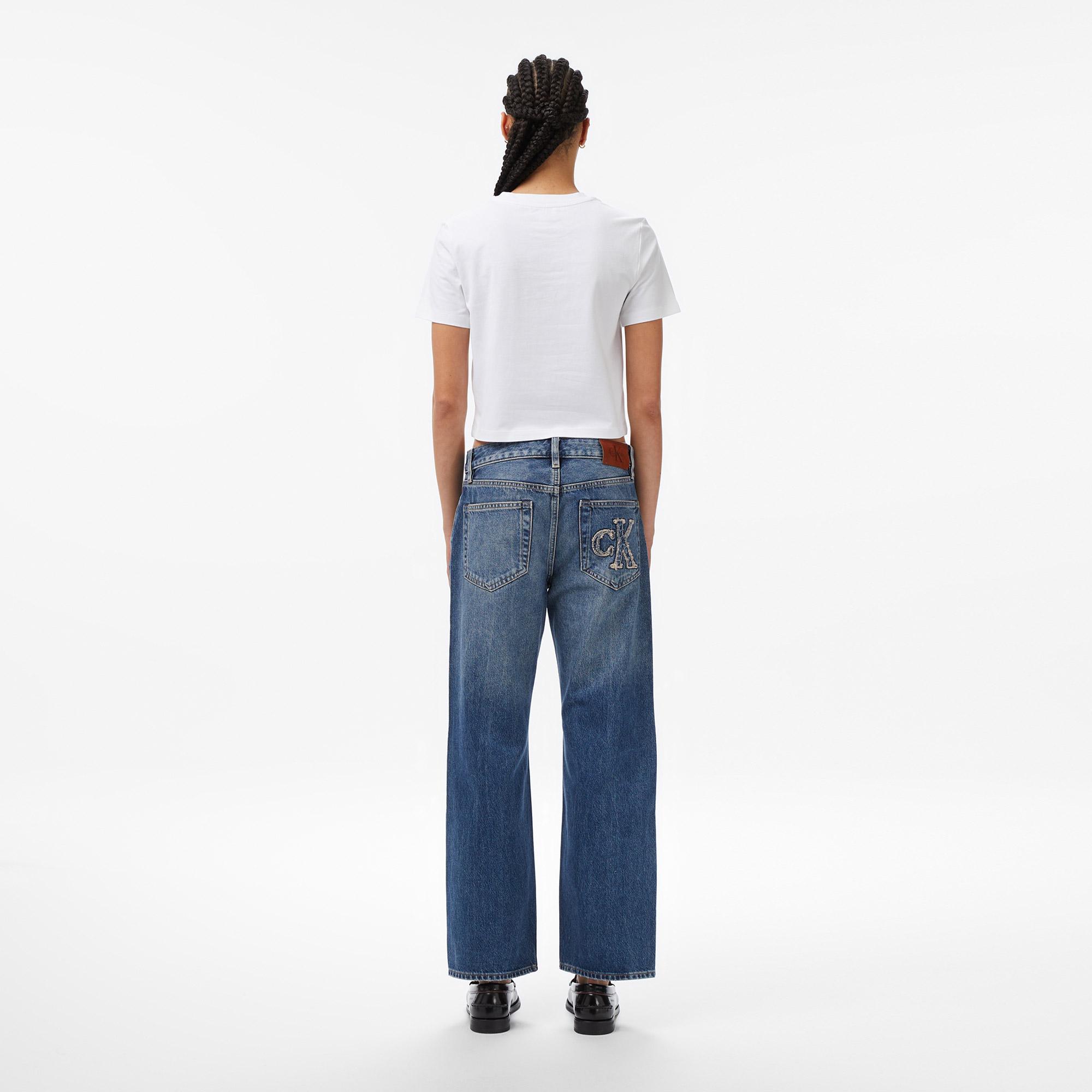Calvin Klein Signature 90S Straight Sanded Kadın Mavi Jean