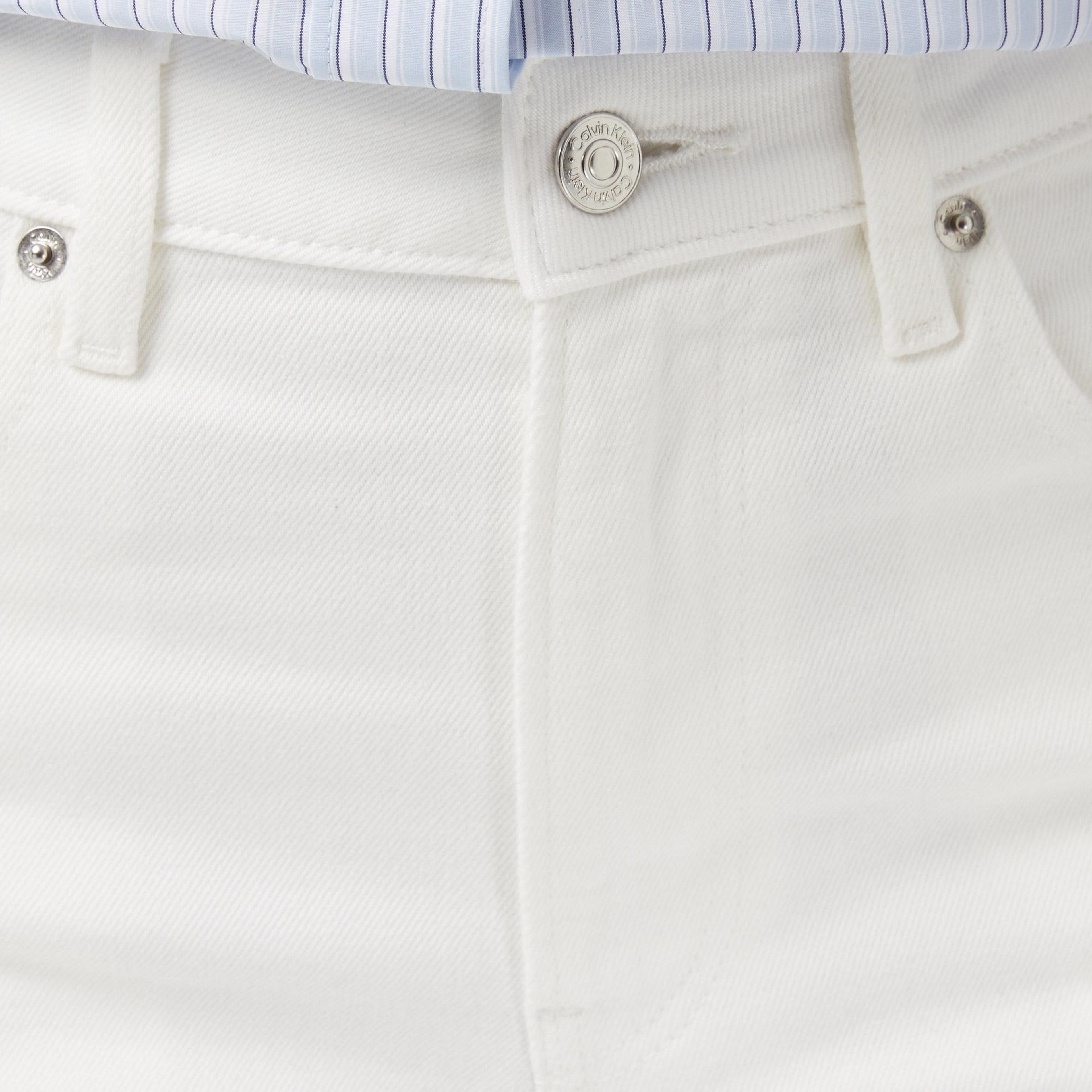 Calvin Klein High Rise Straight Kadın Beyaz Jean