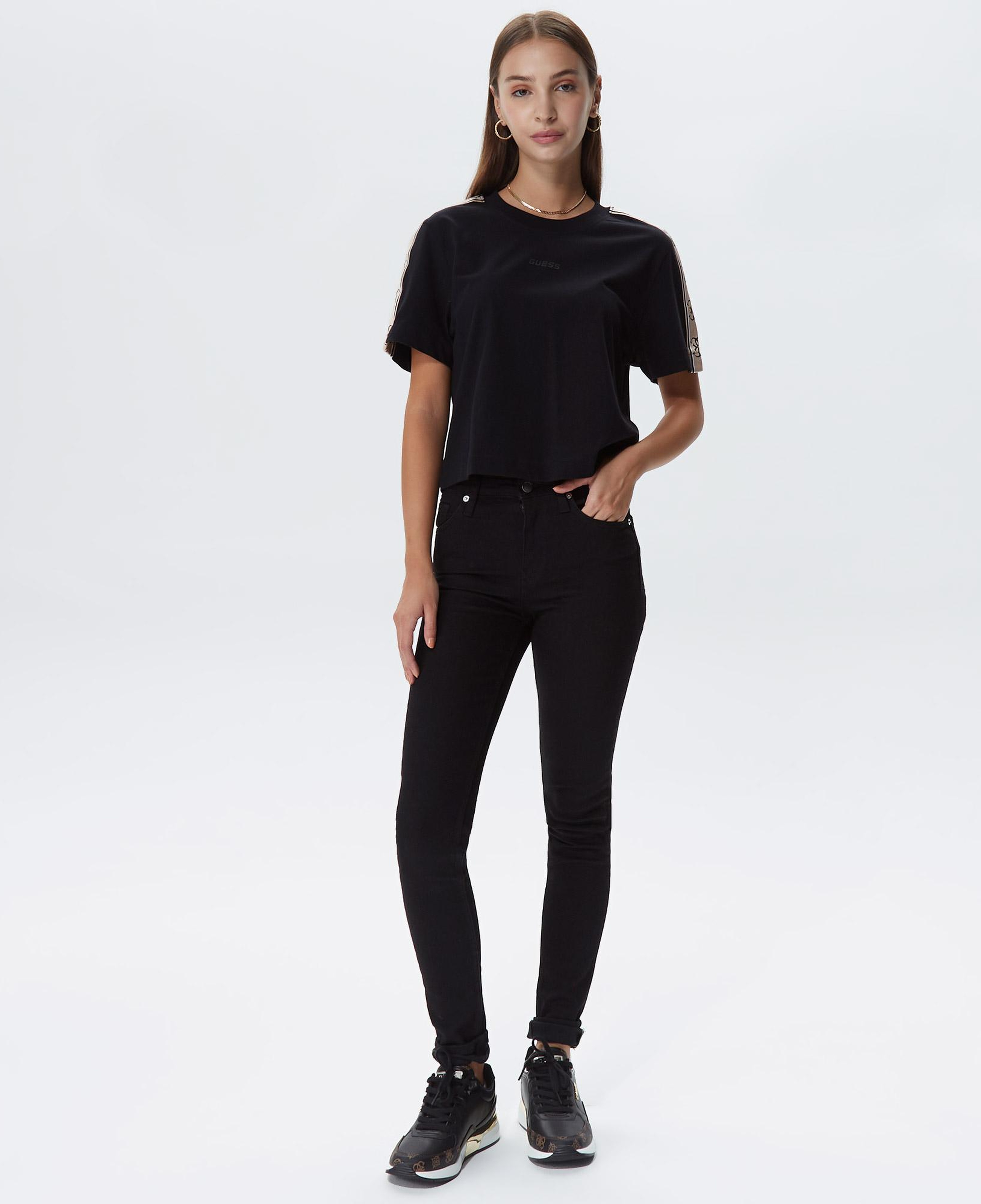 Guess Britney Kadın Siyah Crop T-Shirt