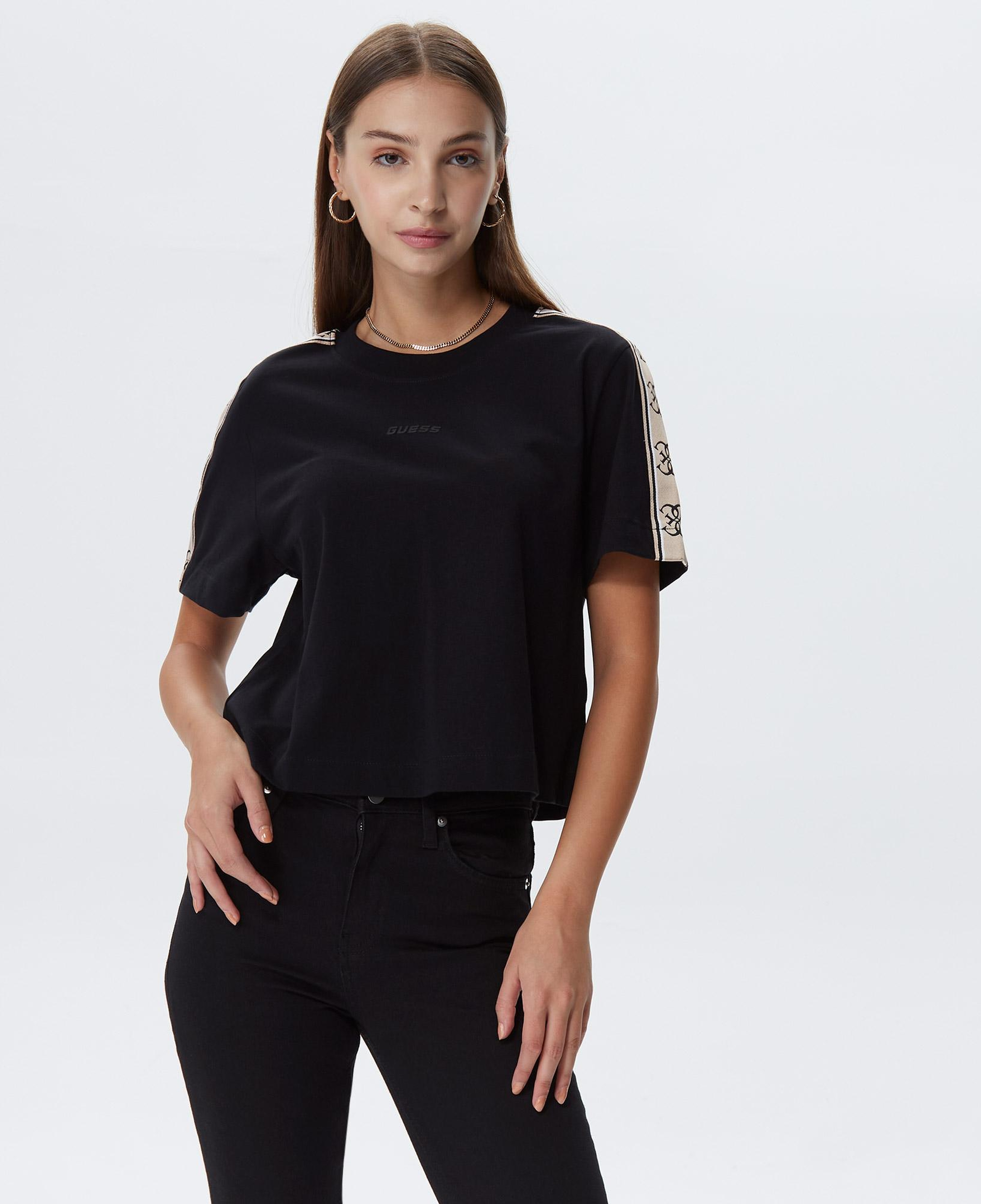 Guess Britney Kadın Siyah Crop T-Shirt