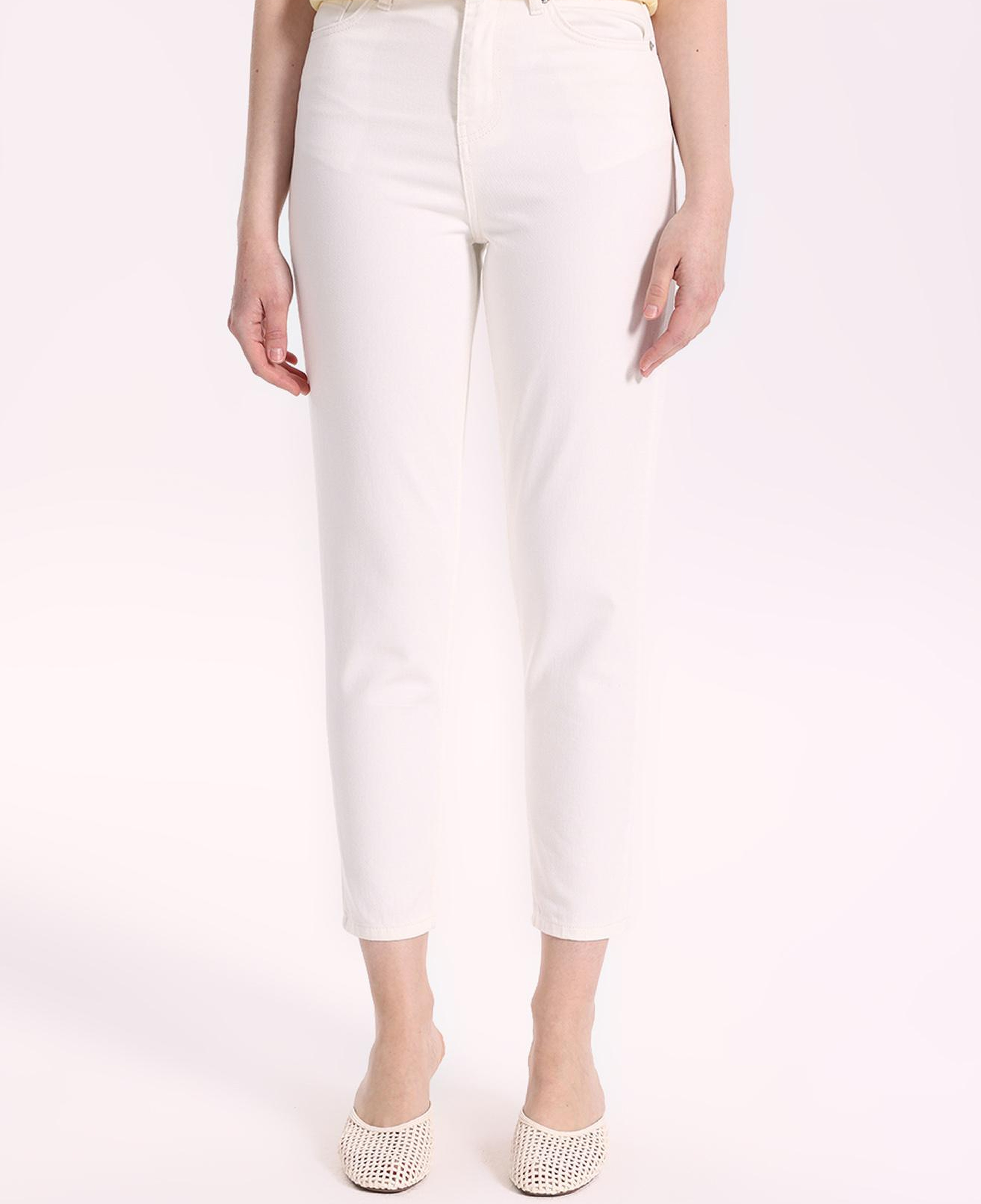 Fabrika Kırık Beyaz Kadın Mom Fit Denim Pantolon F4SL-PNT0343