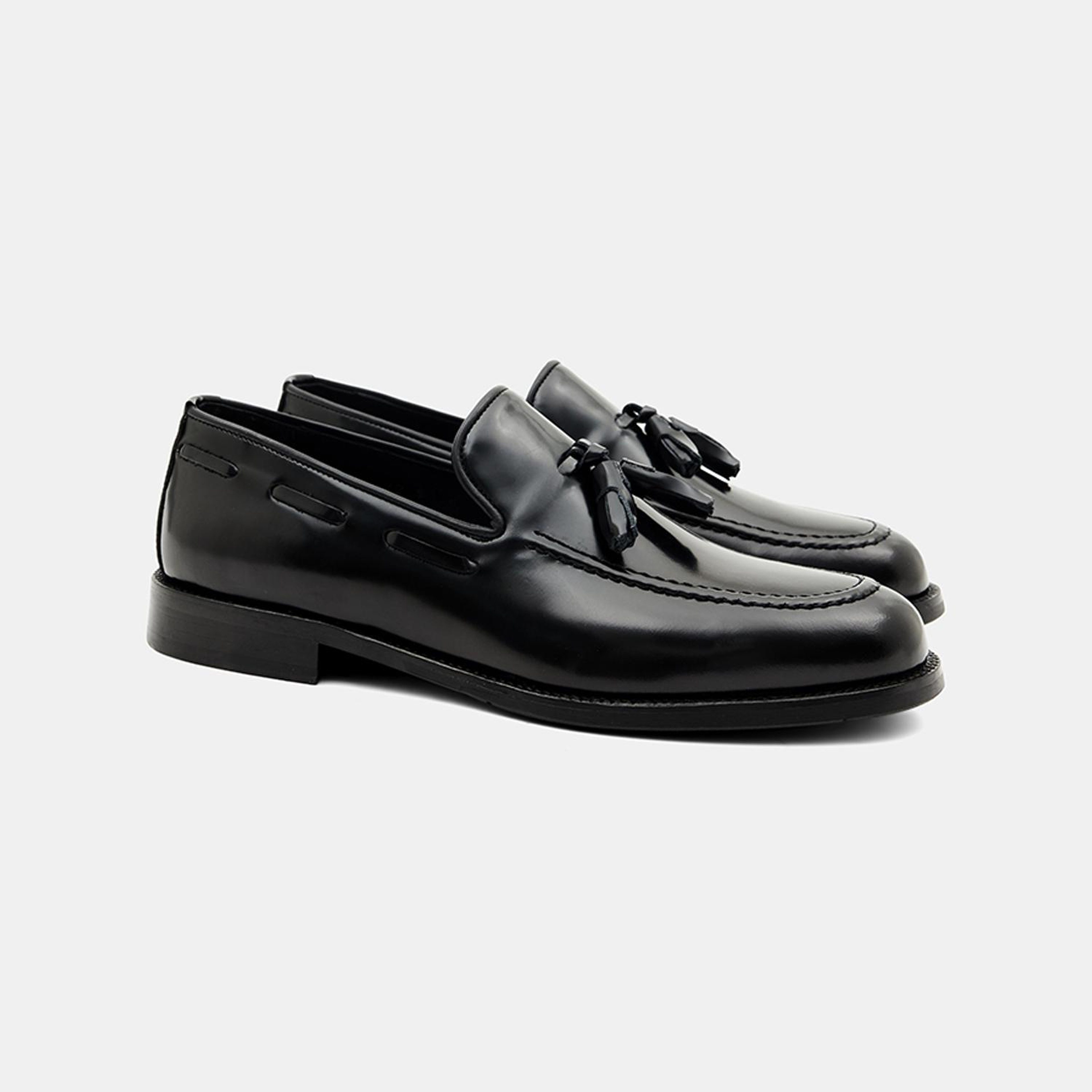 Erkek Siyah Püsküllü Klasik Deri Loafer
