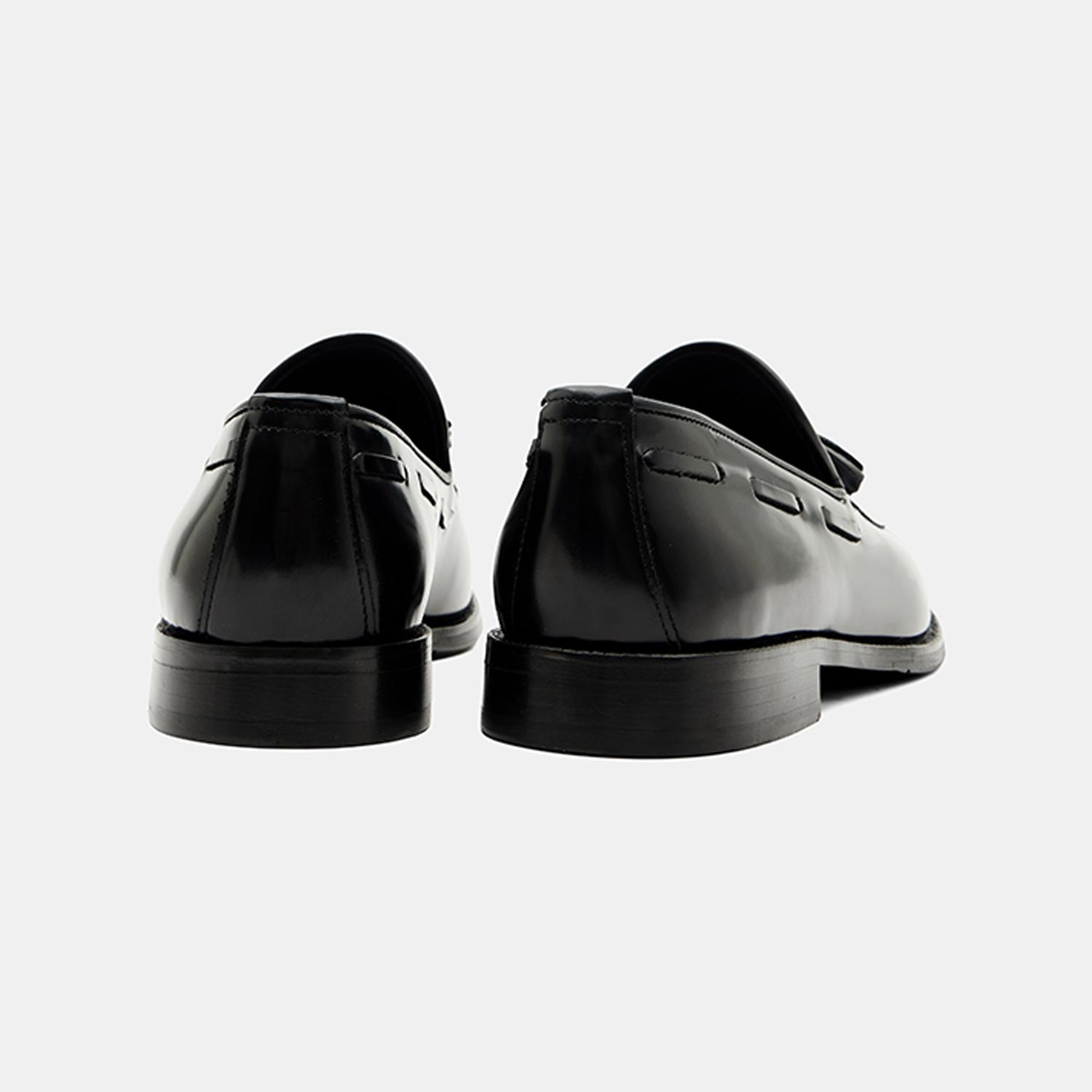 Erkek Siyah Püsküllü Klasik Deri Loafer
