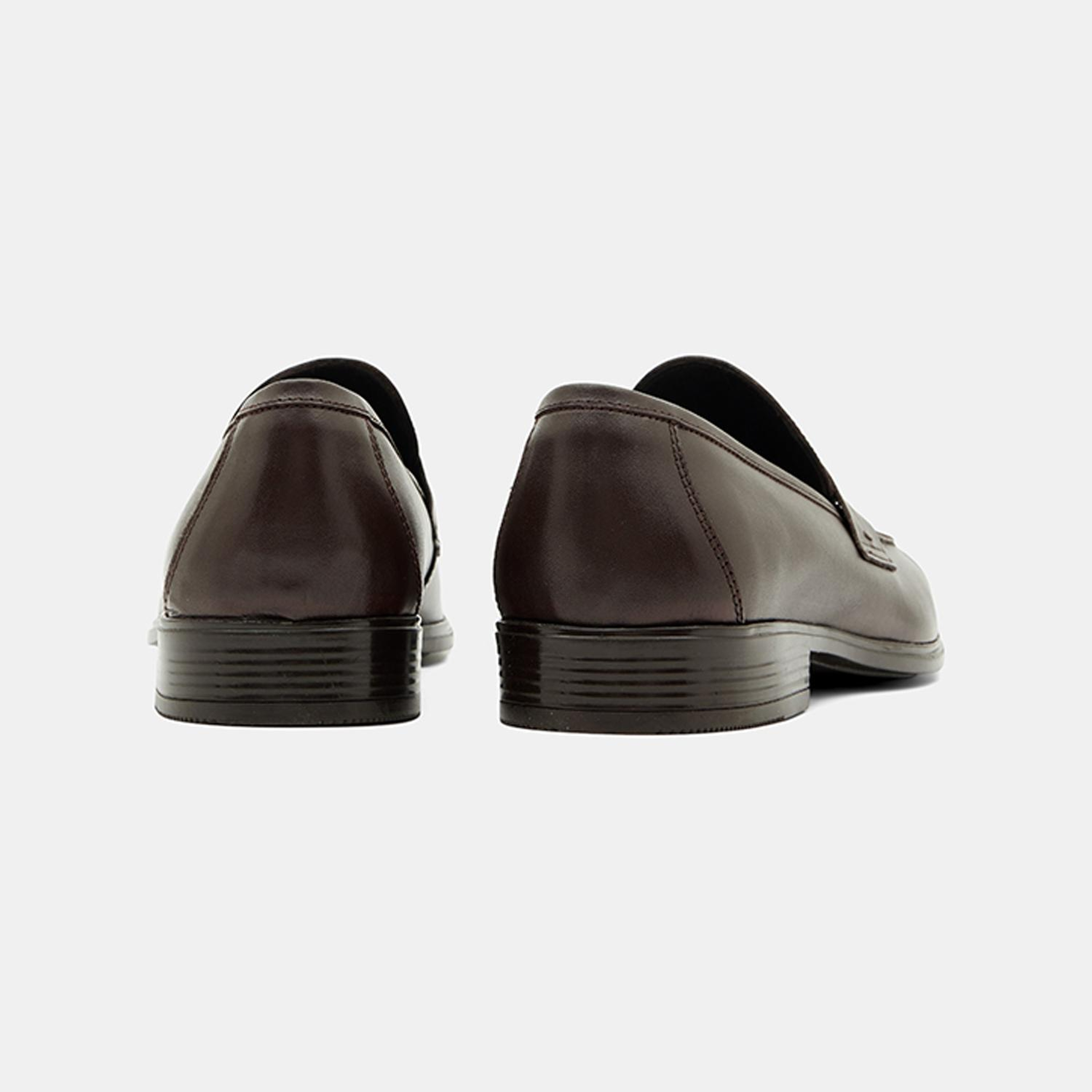 Erkek Koyu Kahve Klasik Slip-On Deri Loafer