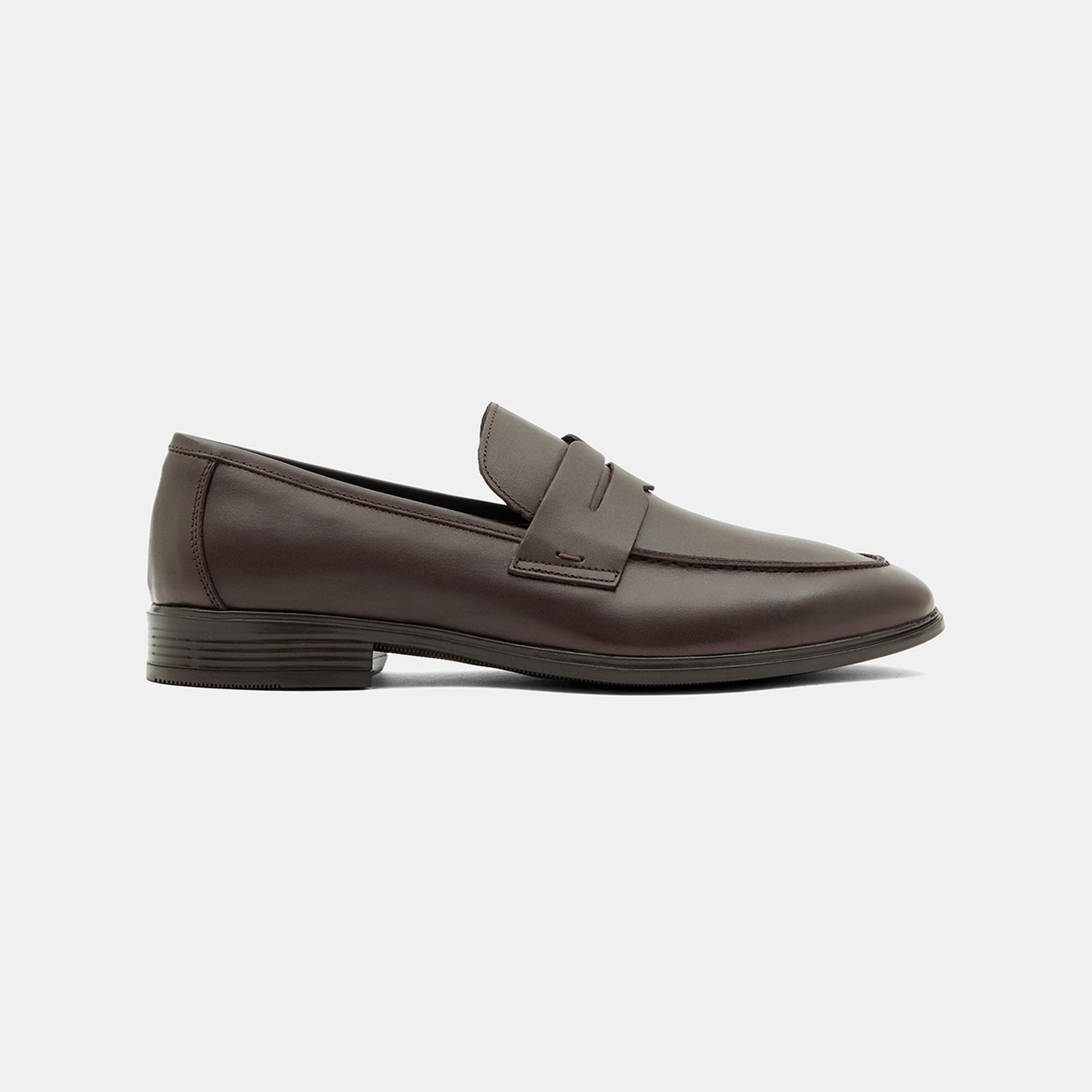 Erkek Koyu Kahve Klasik Slip-On Deri Loafer