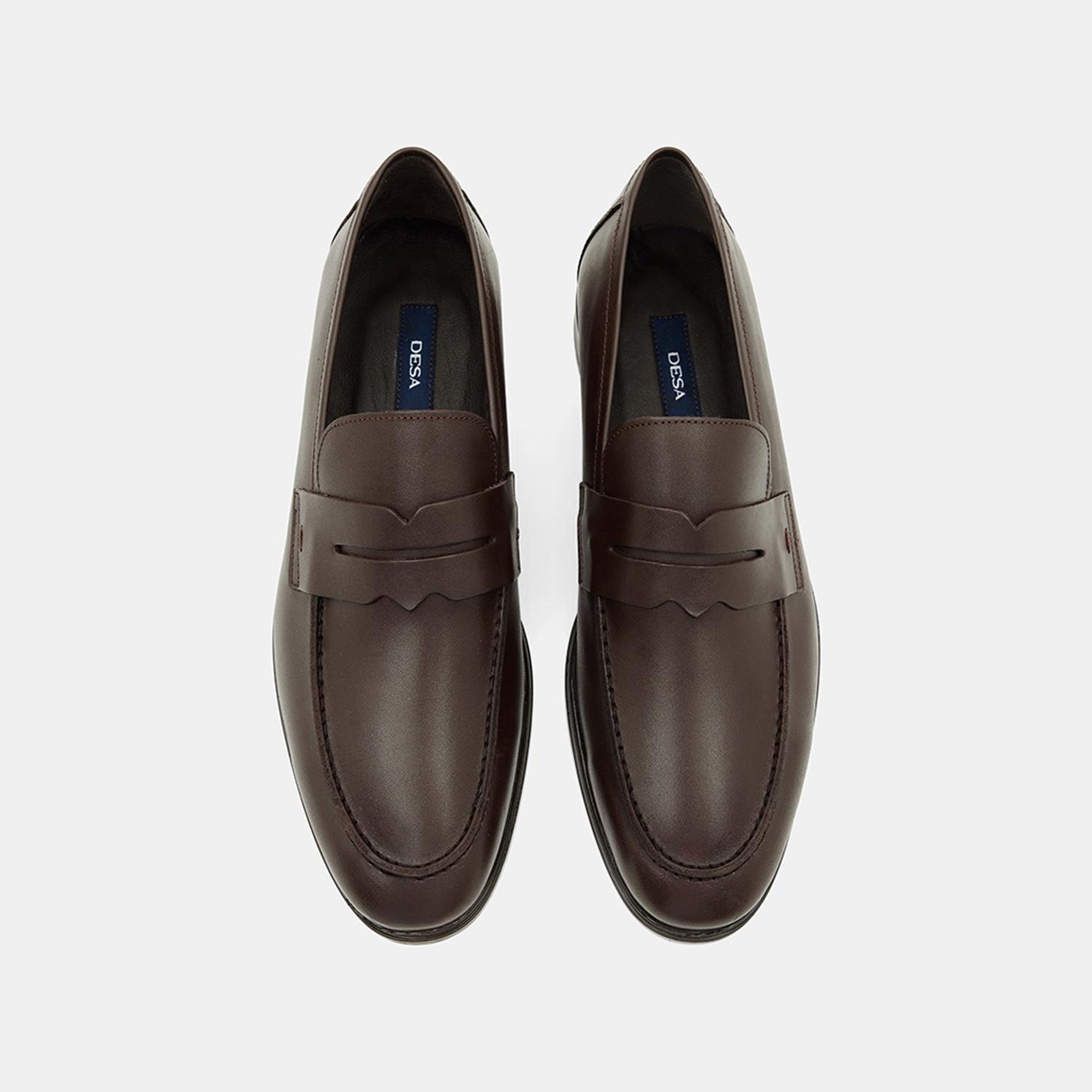 Erkek Koyu Kahve Klasik Slip-On Deri Loafer