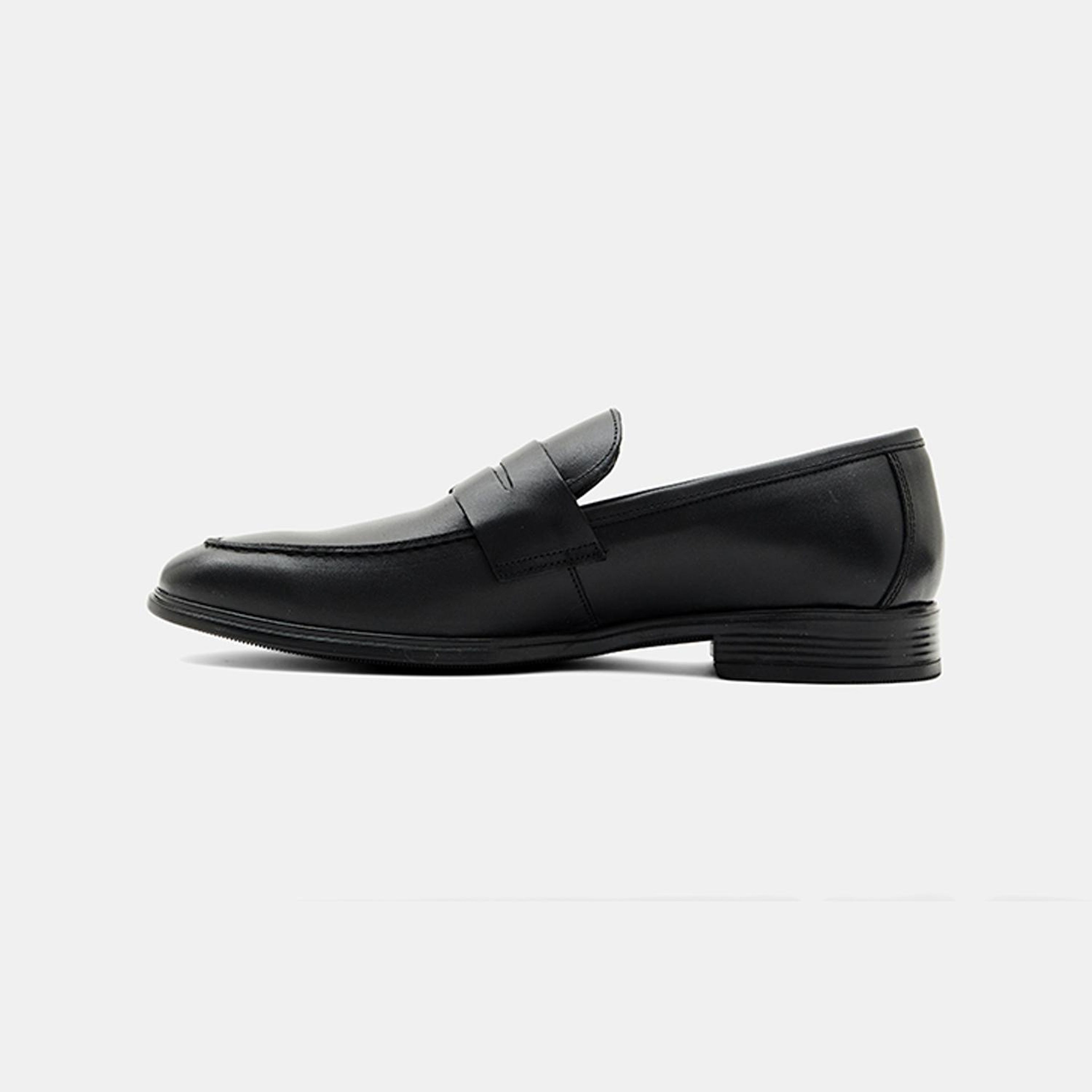 Erkek Siyah Klasik Slip-On Deri Loafer