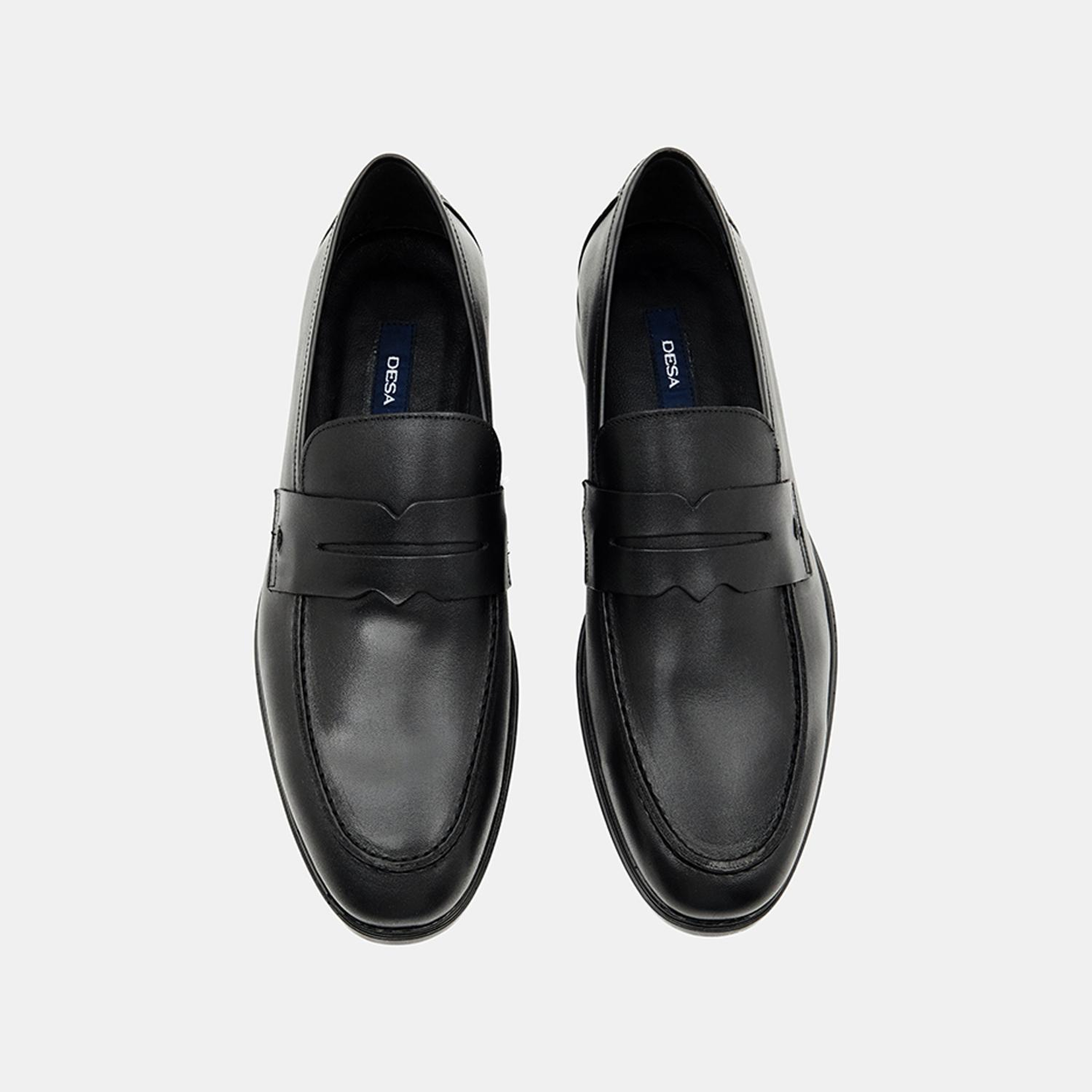 Erkek Siyah Klasik Slip-On Deri Loafer