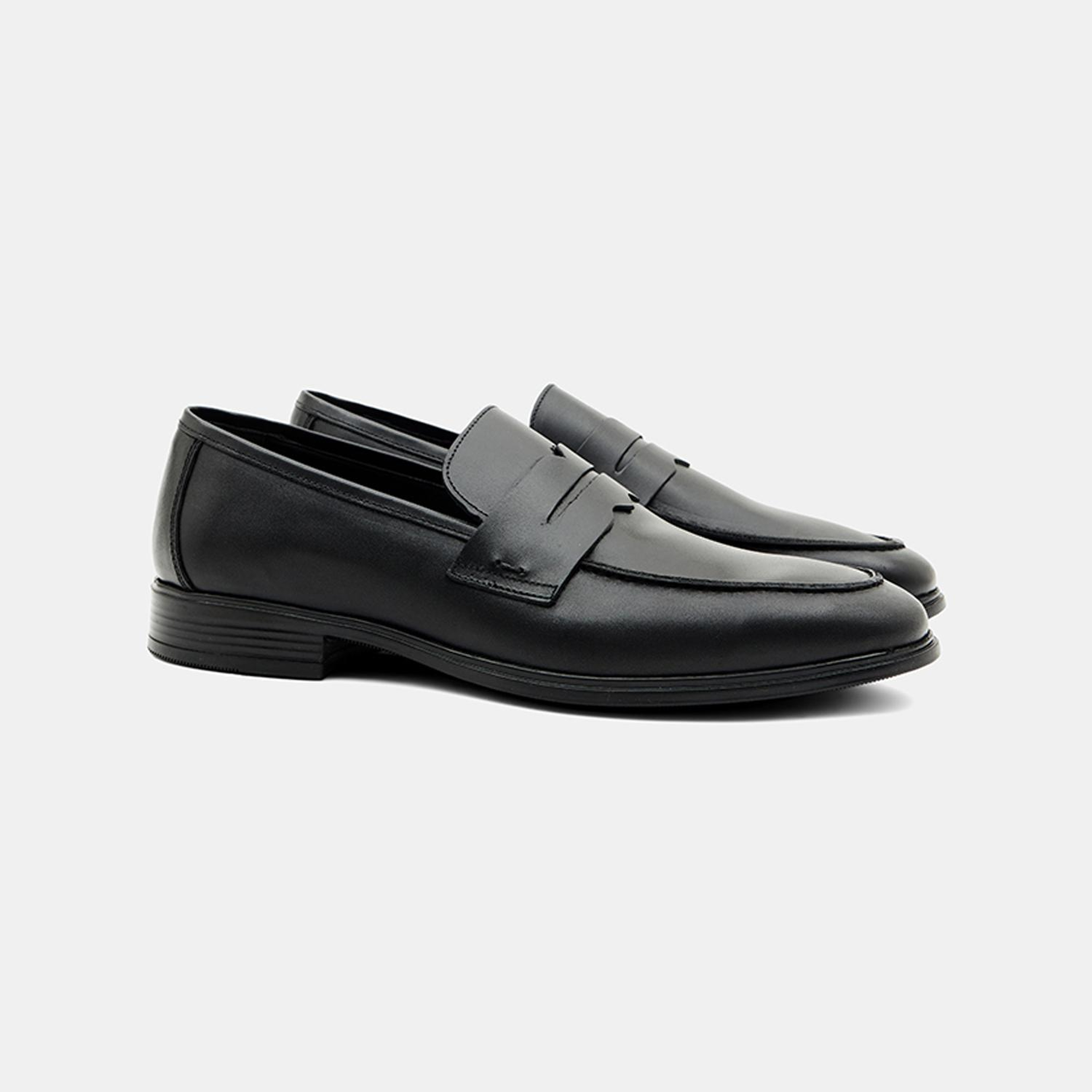 Erkek Siyah Klasik Slip-On Deri Loafer