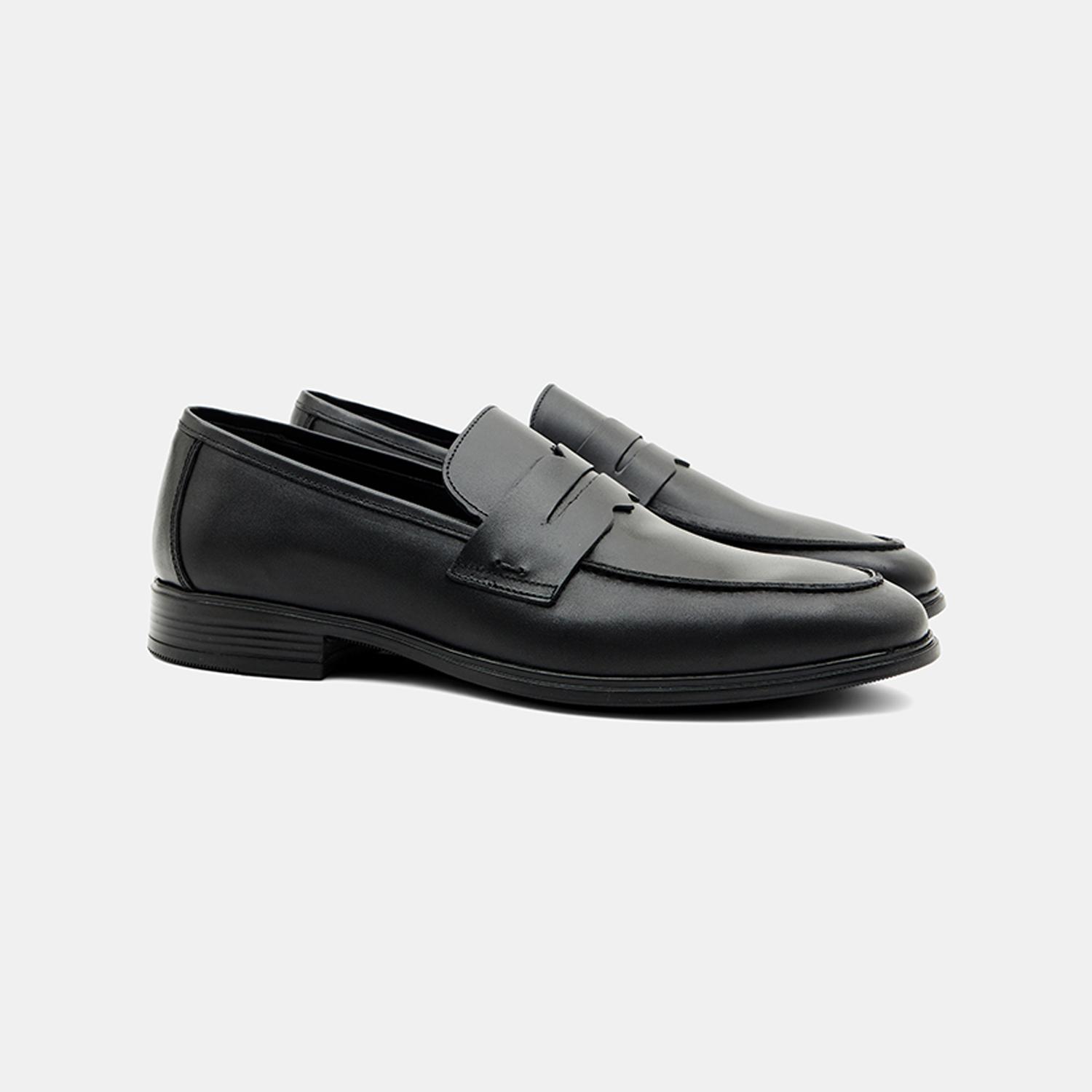 Erkek Siyah Klasik Slip-On Deri Loafer