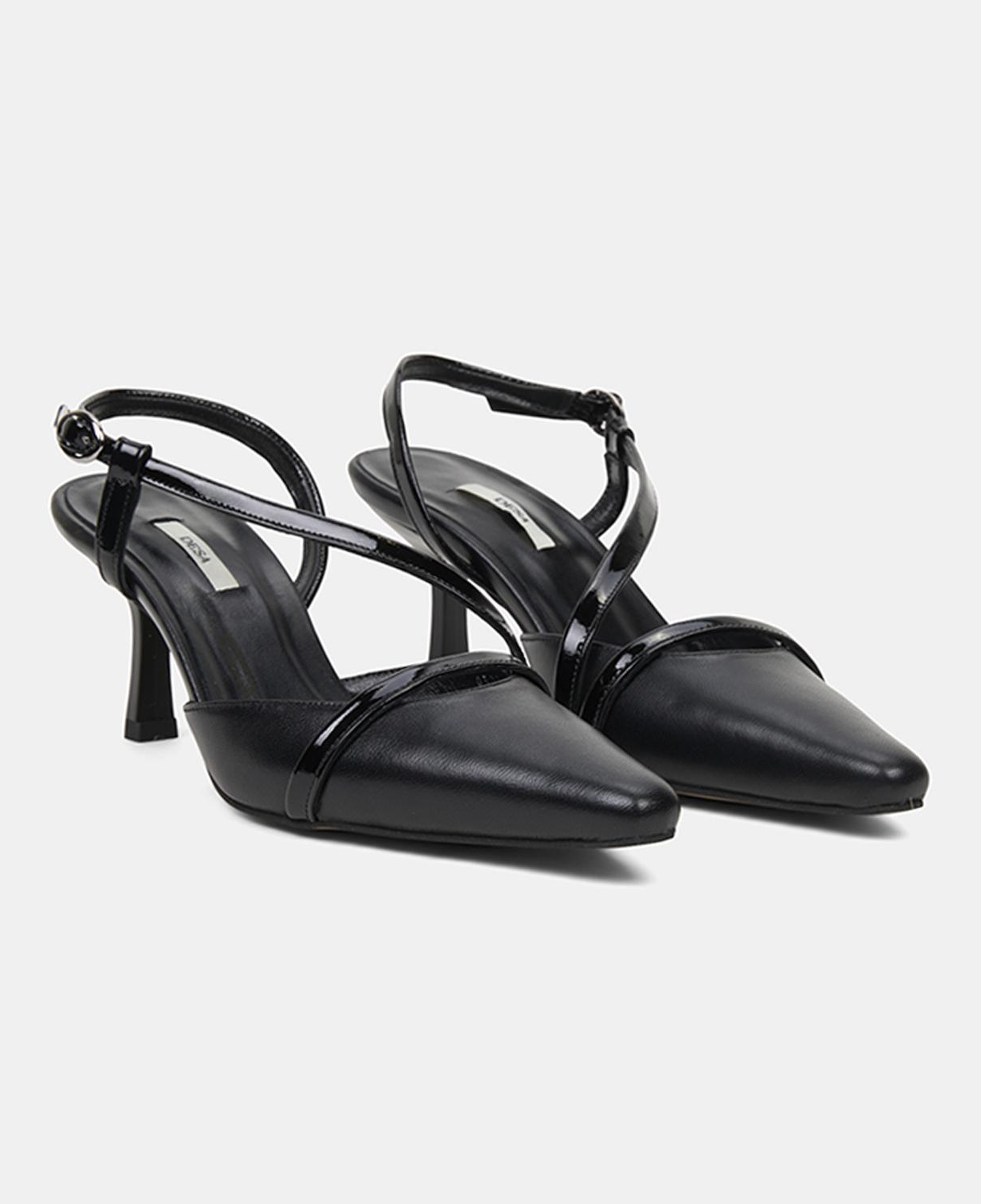 Kadın Siyah Slingback Sivri Burunlu İnce Topuklu Deri Stiletto