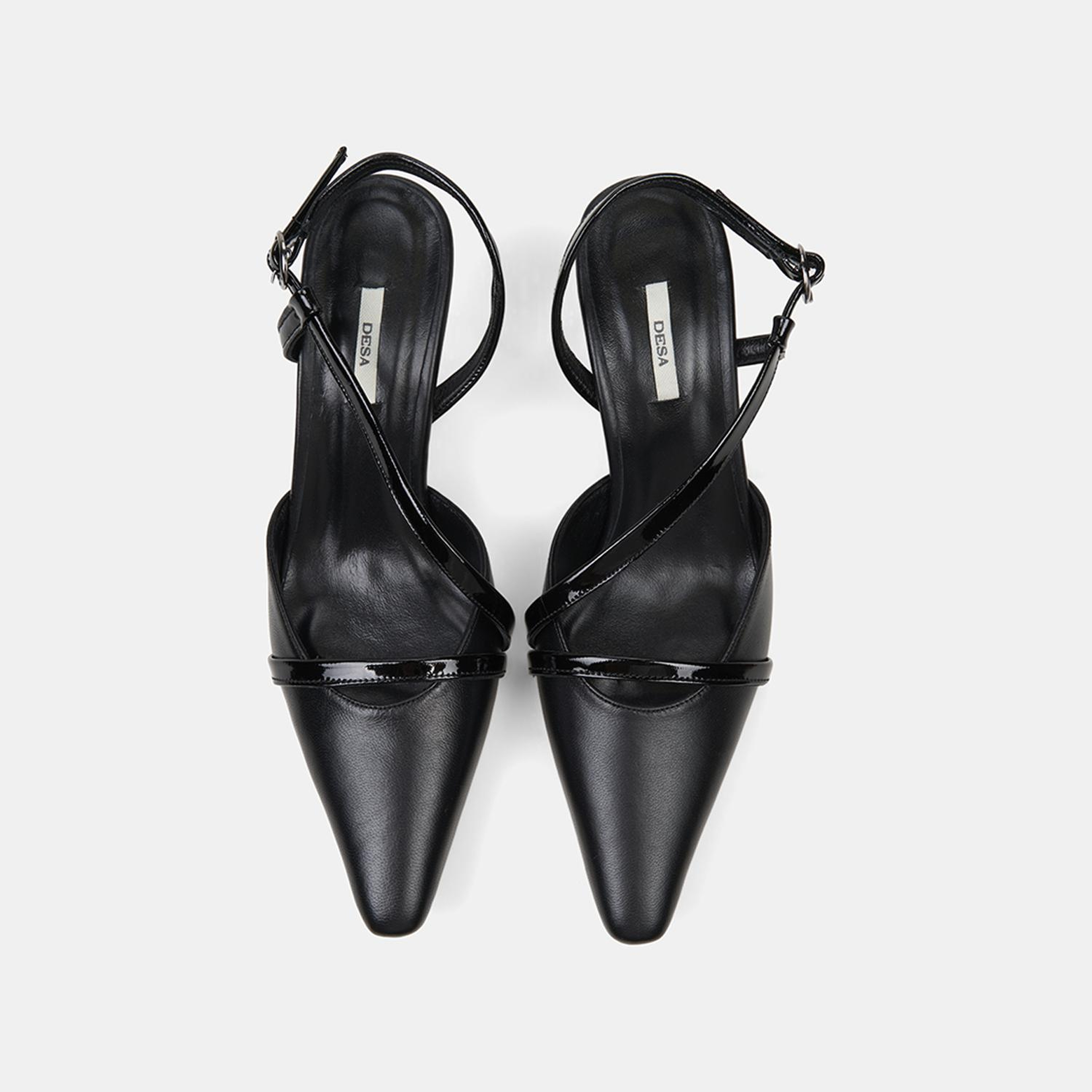Kadın Siyah Slingback Sivri Burunlu İnce Topuklu Deri Stiletto
