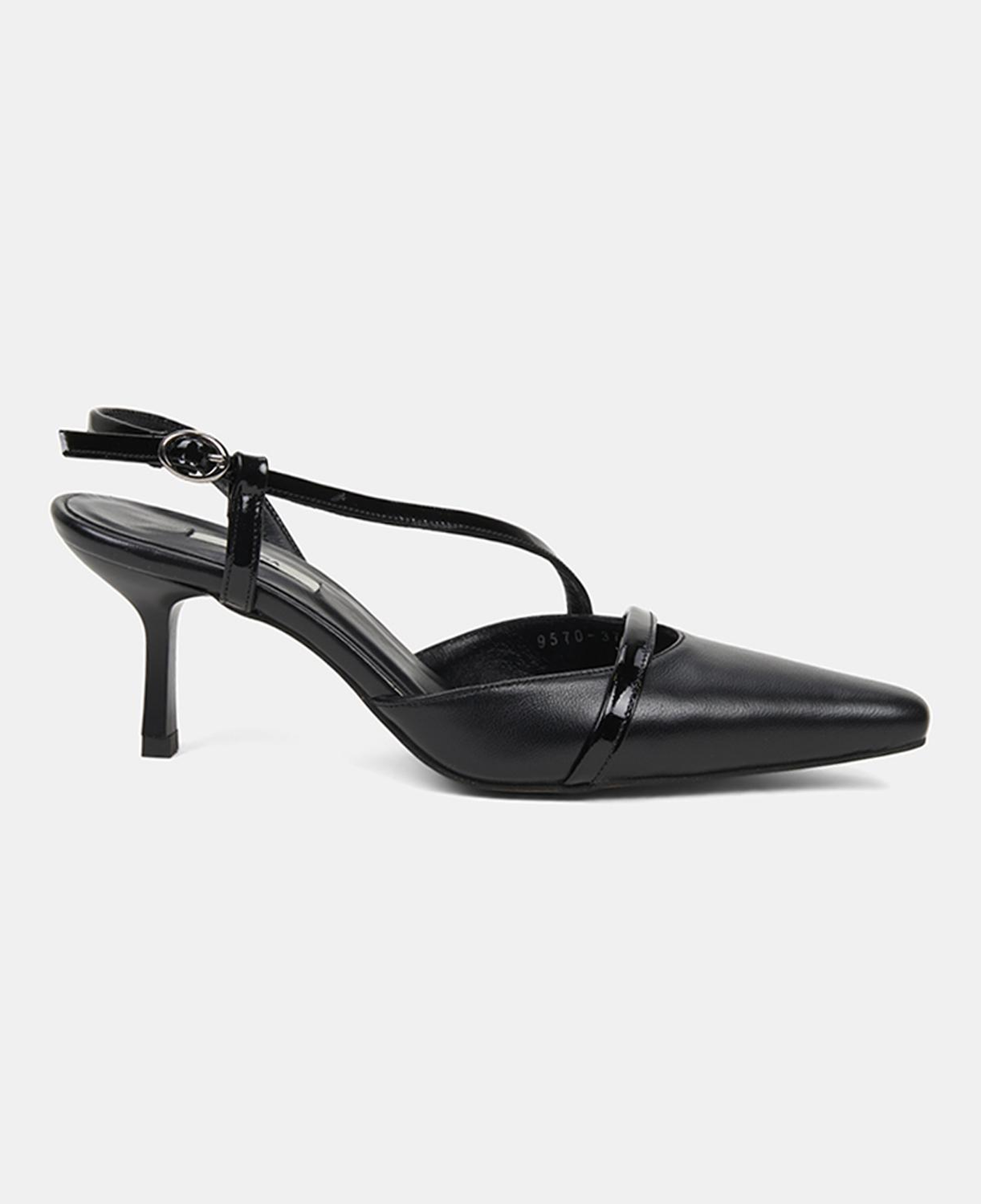 Kadın Siyah Slingback Sivri Burunlu İnce Topuklu Deri Stiletto
