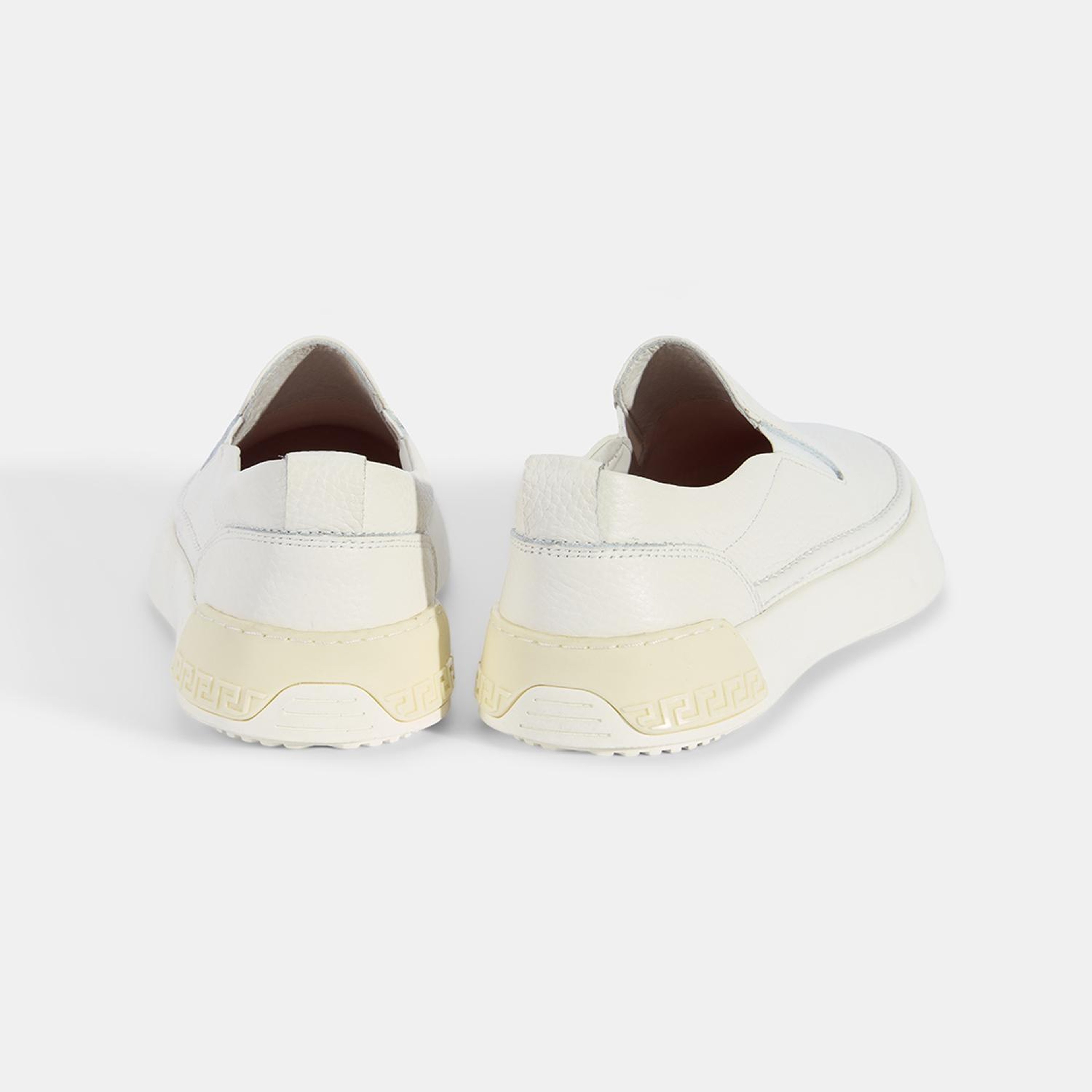 Erkek Beyaz Slip-On Deri Loafer