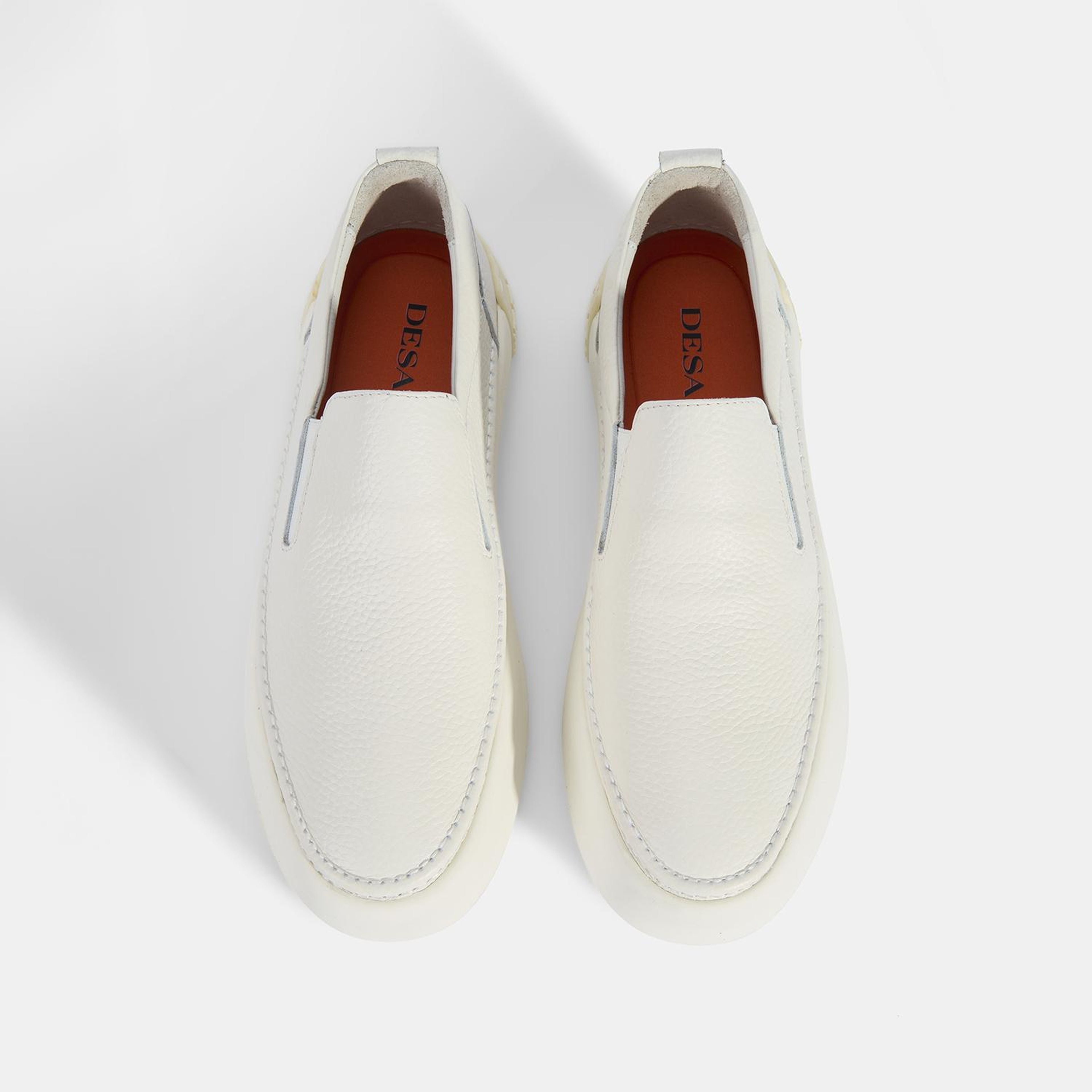 Erkek Beyaz Slip-On Deri Loafer