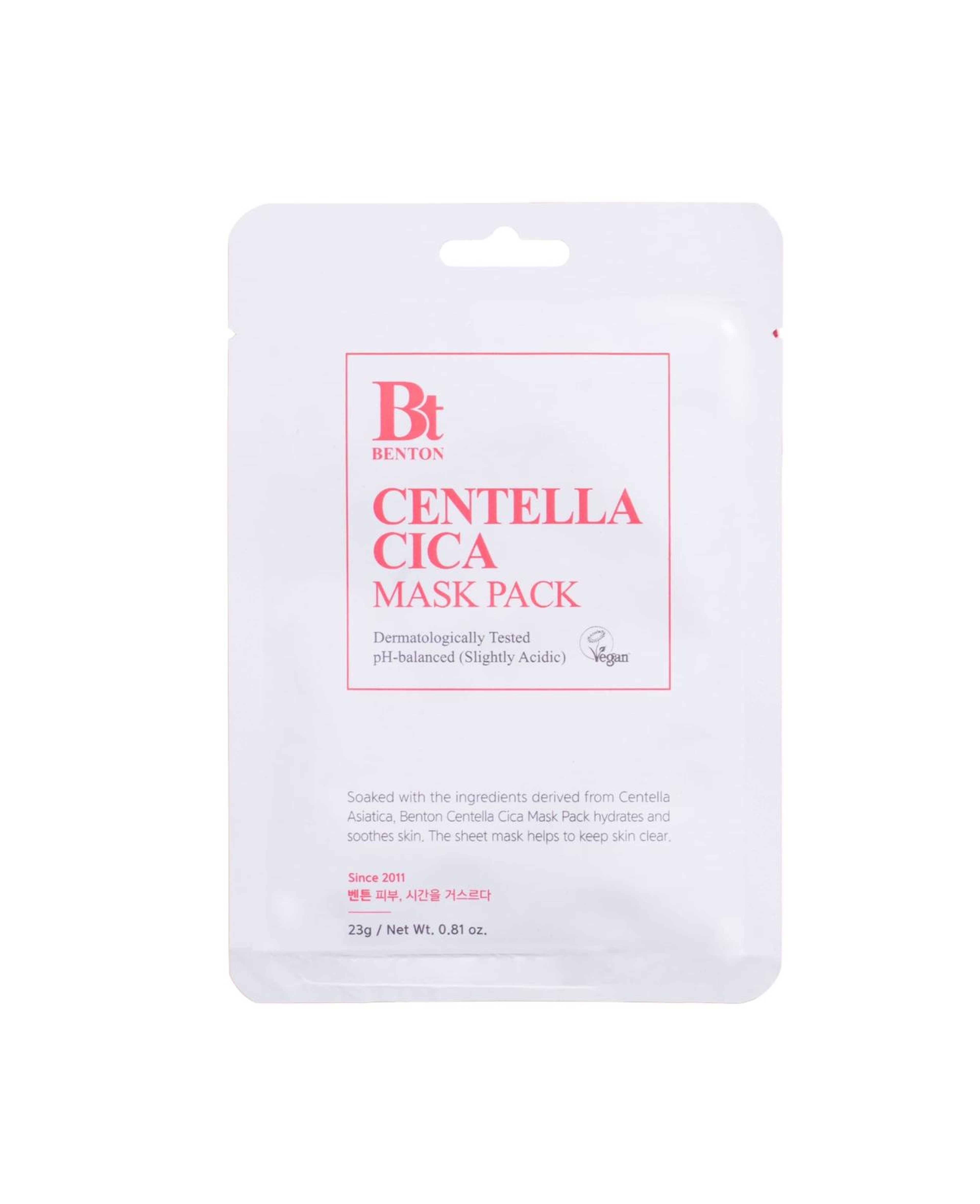 Benton Goodbye Redness Centella Mask Pack - Hassas ve İrite Ciltler için Kızarıklık Karşıtı Yatıştırıcı Centella (Cica) Vegan Kağıt Yüz Maskesi