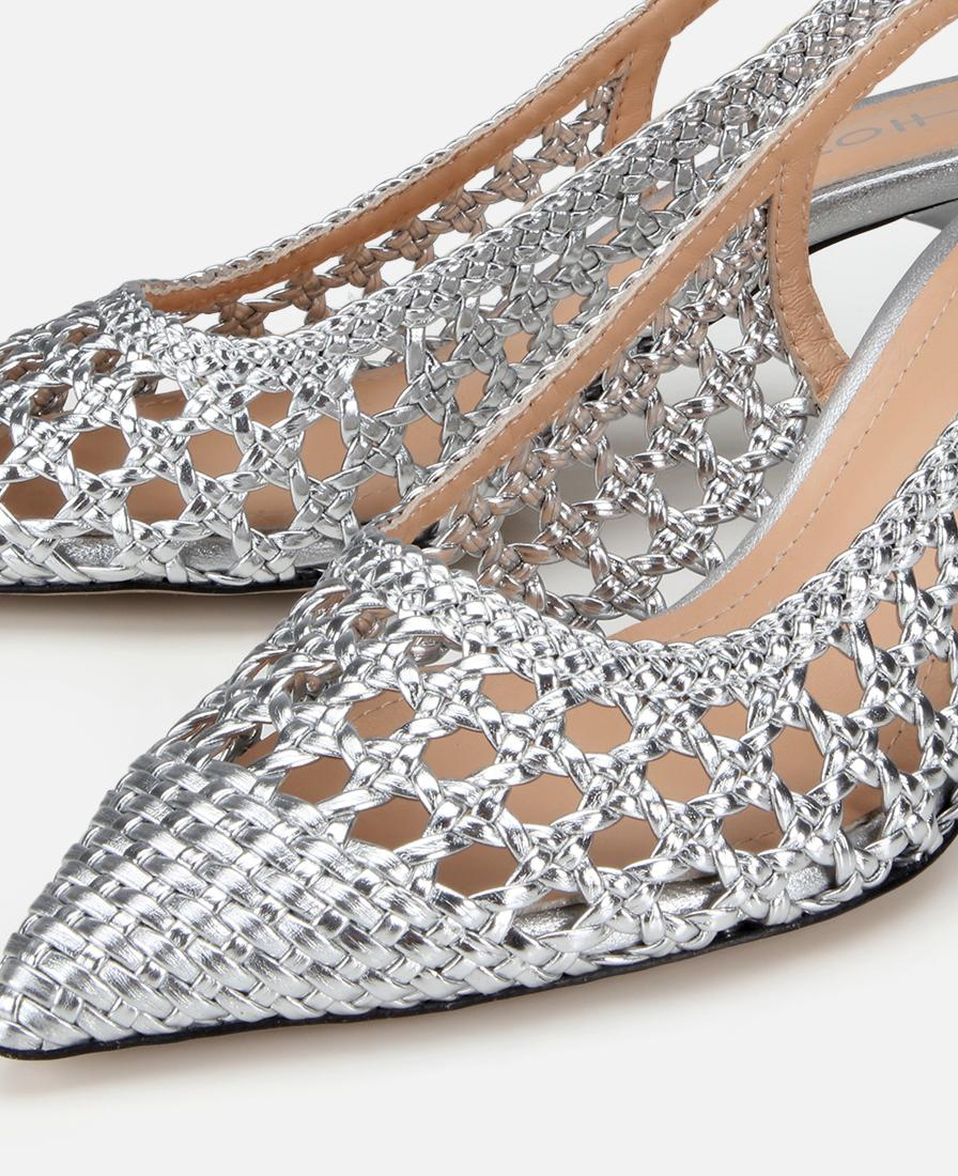 Kadın Lame Örgü Detaylı Arkası Açık Kısa Topuklu Stiletto