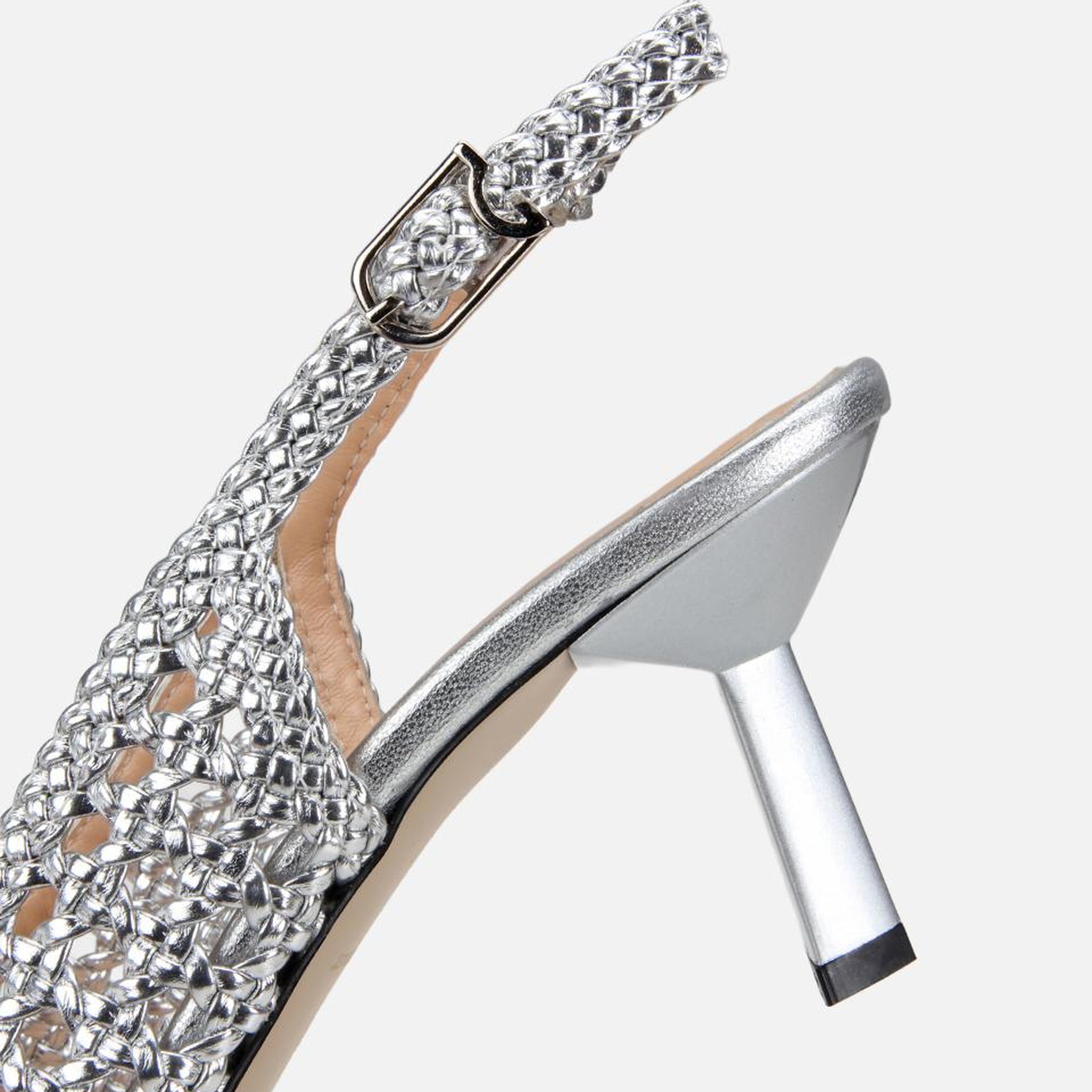 Kadın Lame Örgü Detaylı Arkası Açık Kısa Topuklu Stiletto