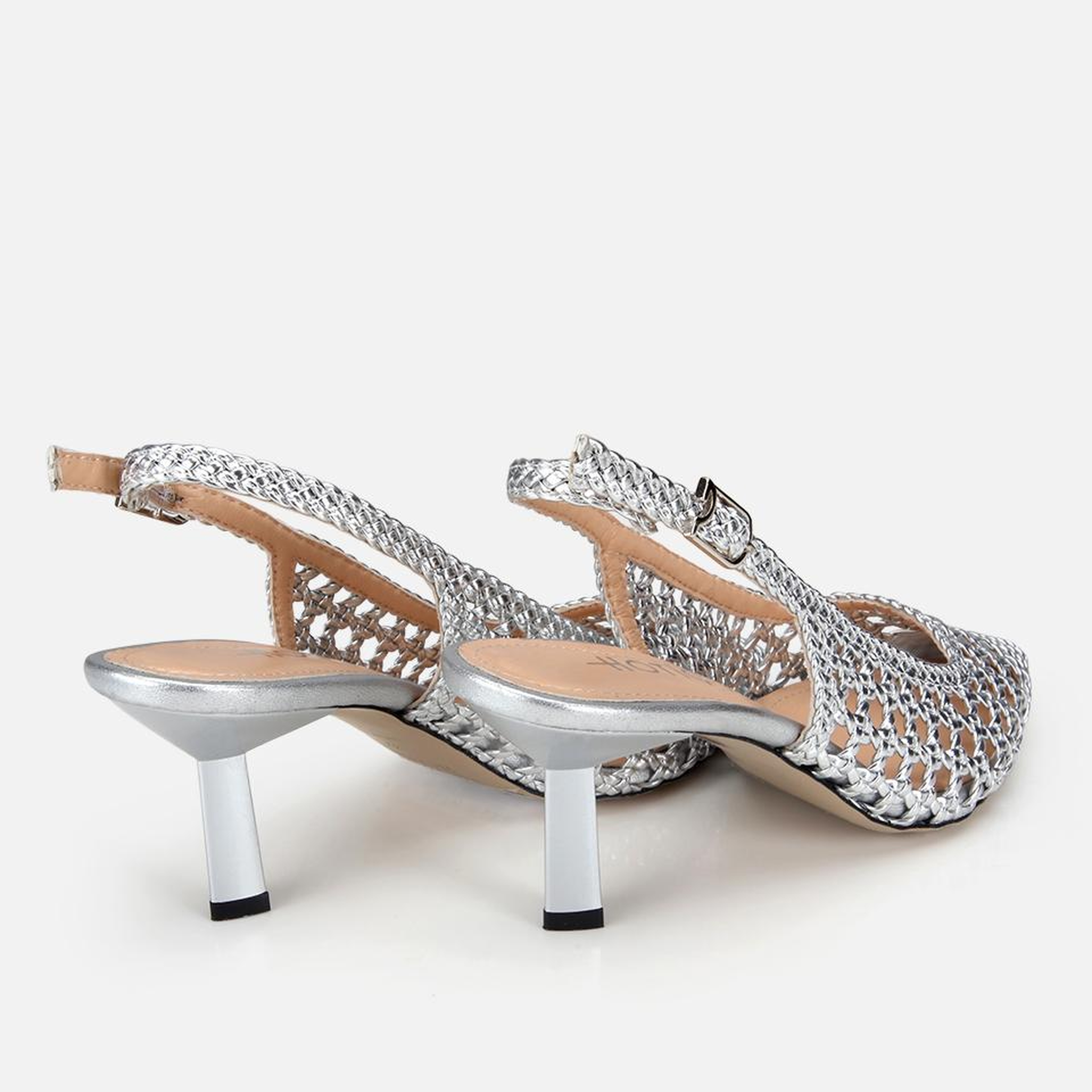 Kadın Lame Örgü Detaylı Arkası Açık Kısa Topuklu Stiletto