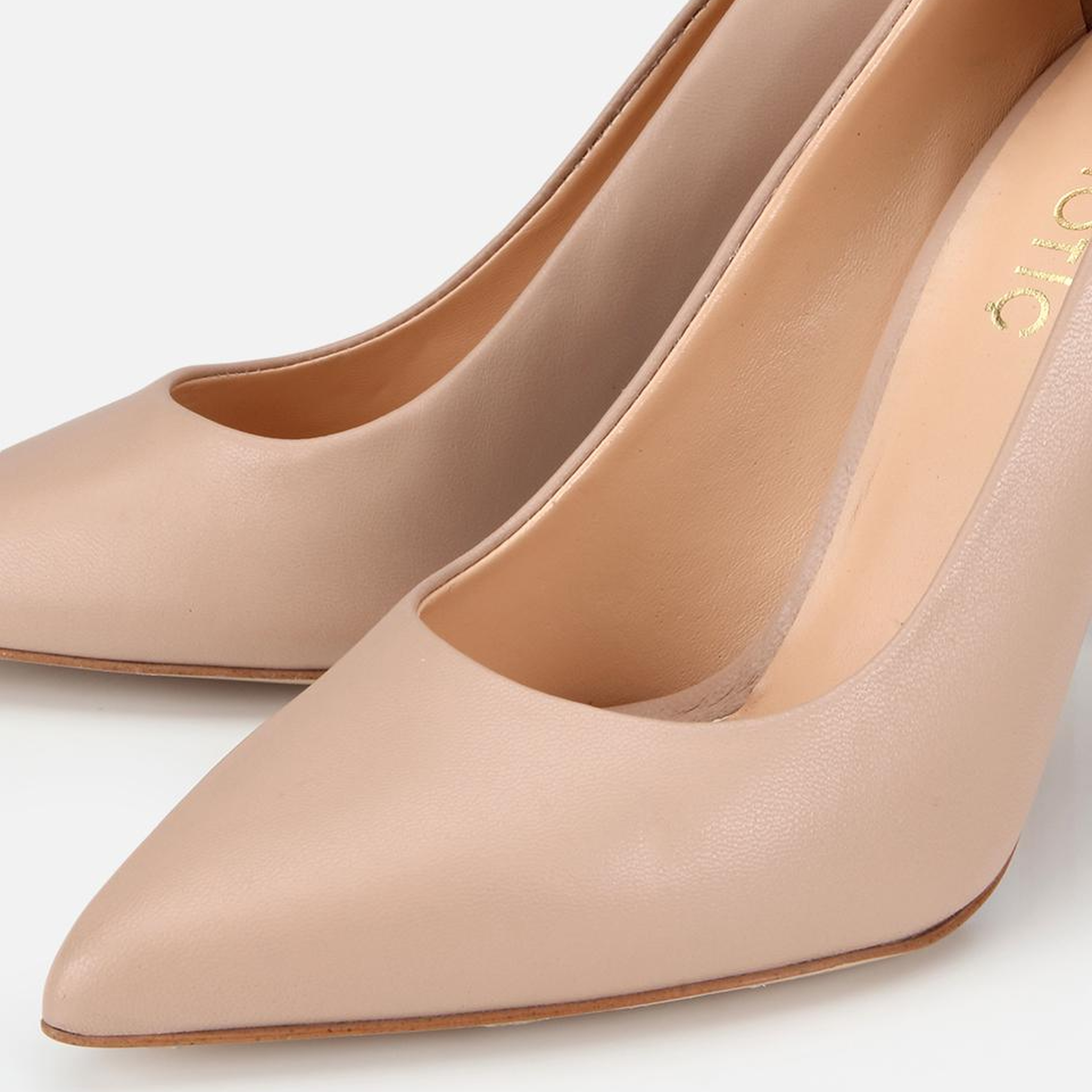 Kadın Deri Bej Yüksek Topuklu Stiletto