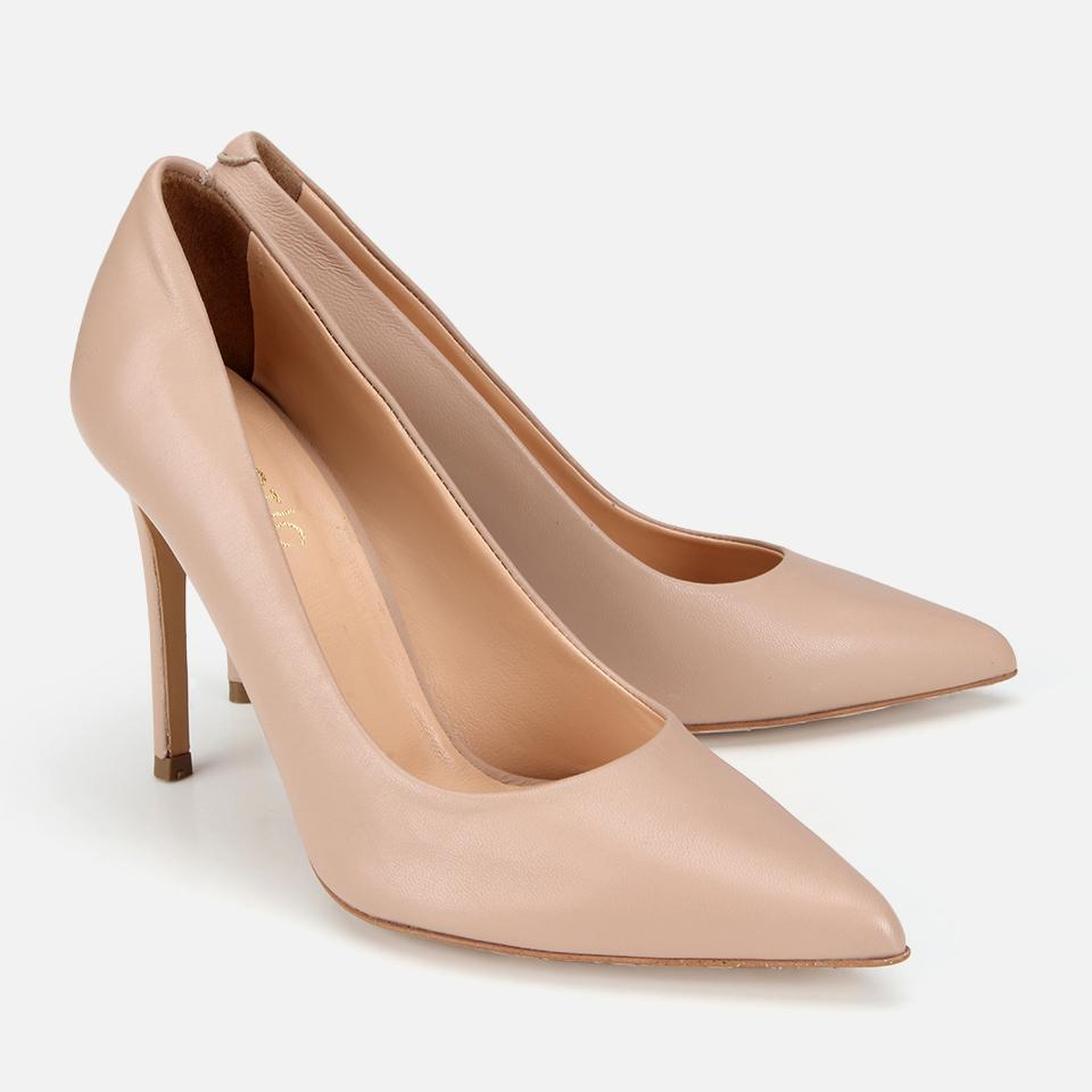 Kadın Deri Bej Yüksek Topuklu Stiletto
