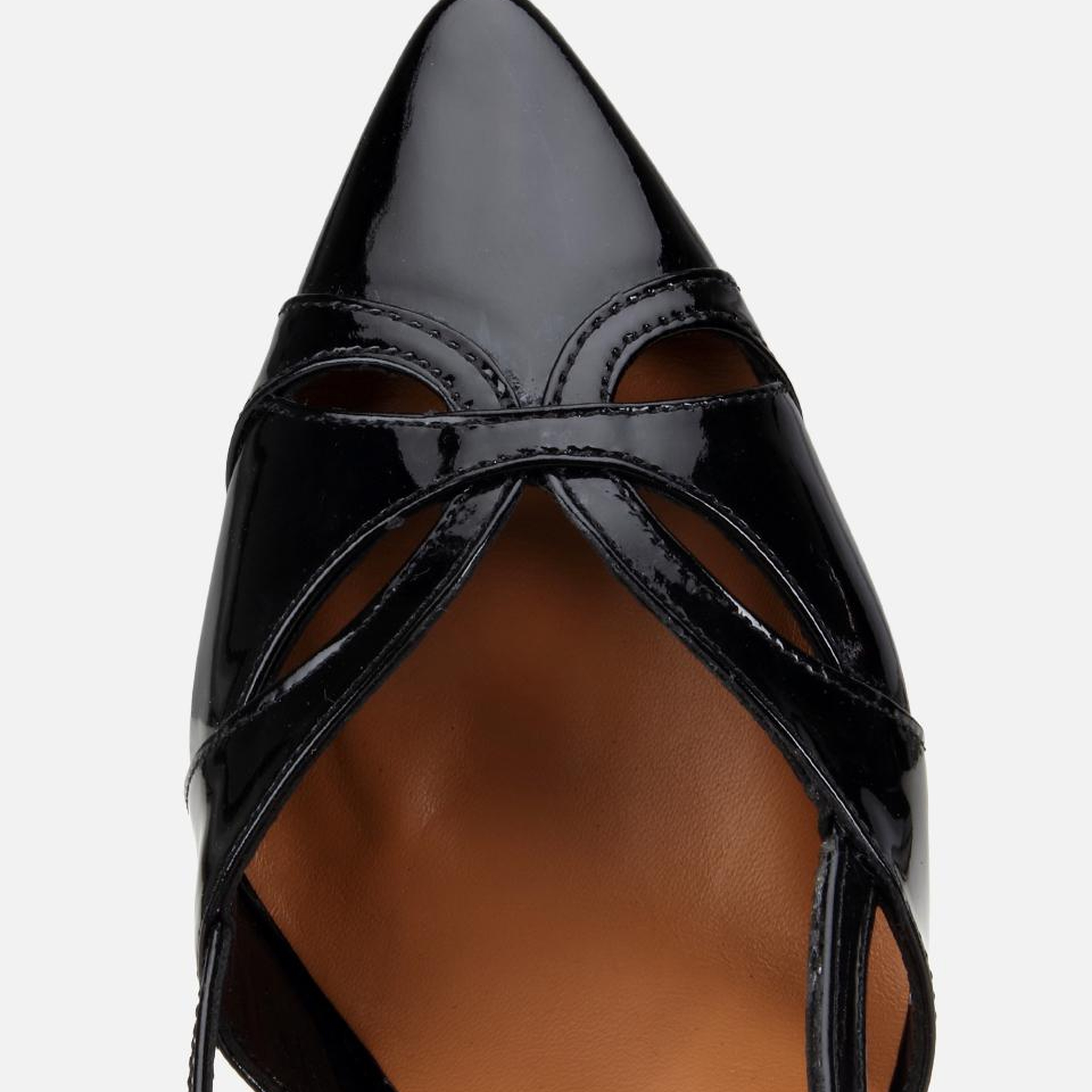 Kadın Rugan Deri Siyah Arkası Açık Kısa Topuklu Stiletto
