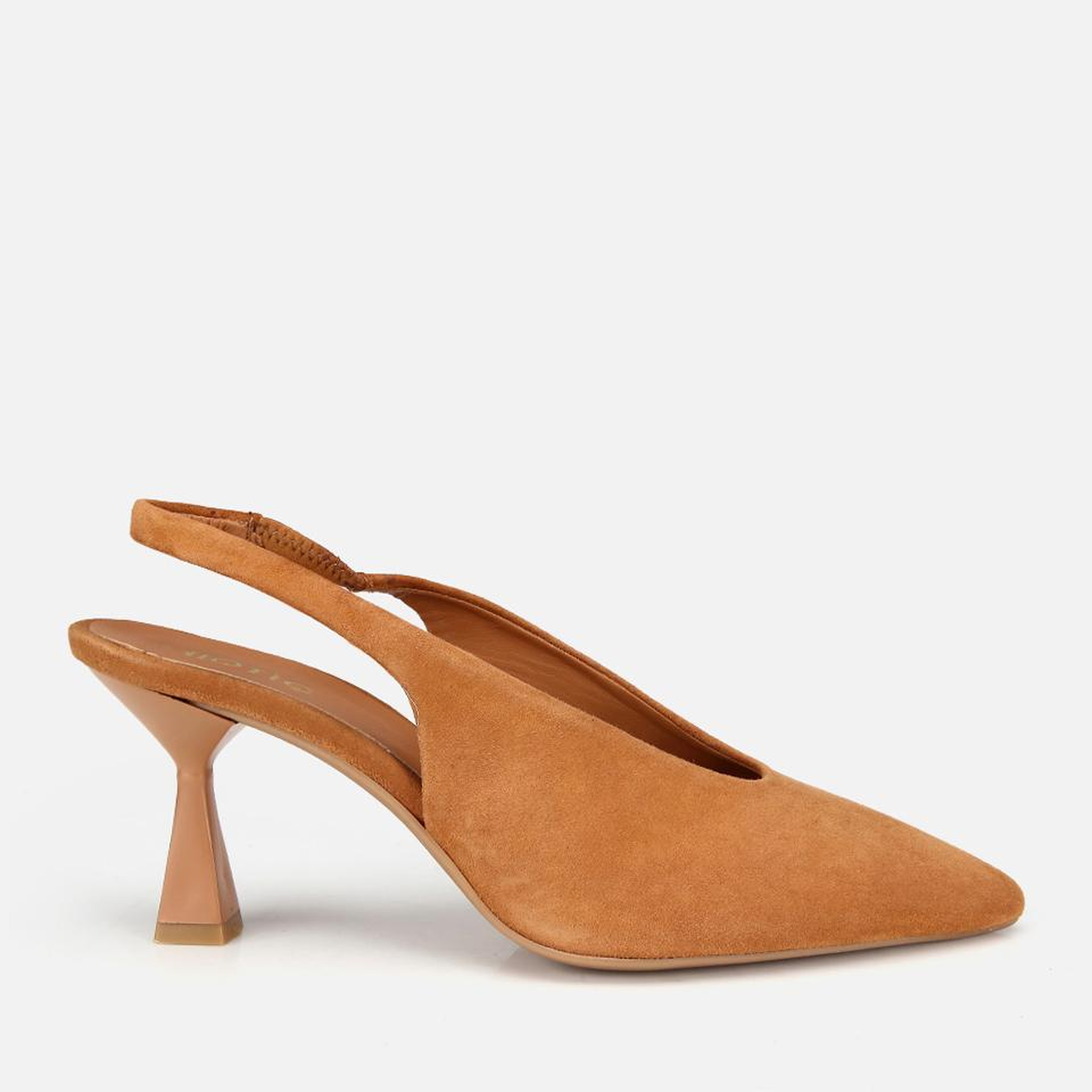 Kadın Süet Deri Taba Yumuşak Dokulu Kısa Topuklu Stiletto