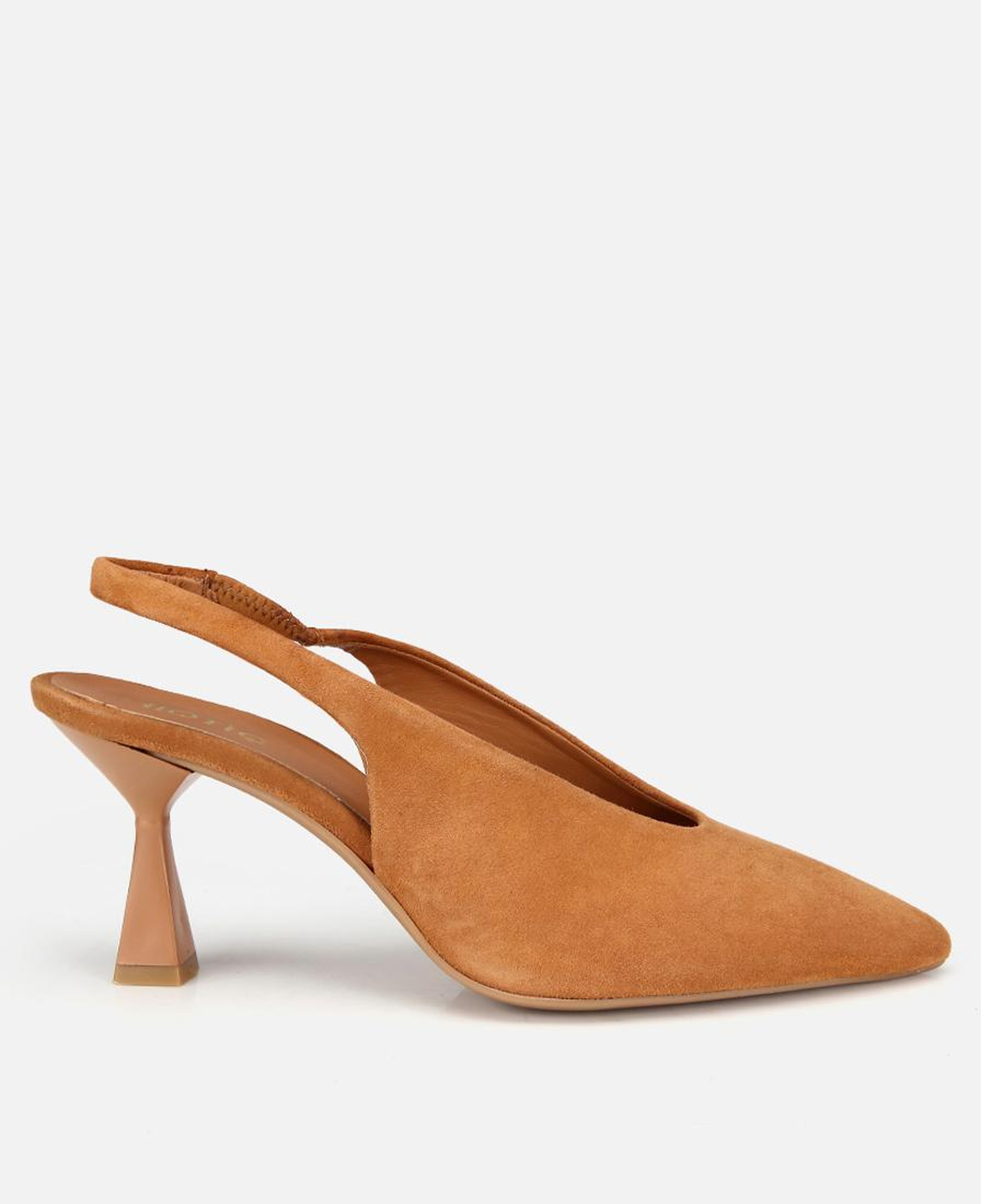 Kadın Süet Deri Taba Yumuşak Dokulu Kısa Topuklu Stiletto