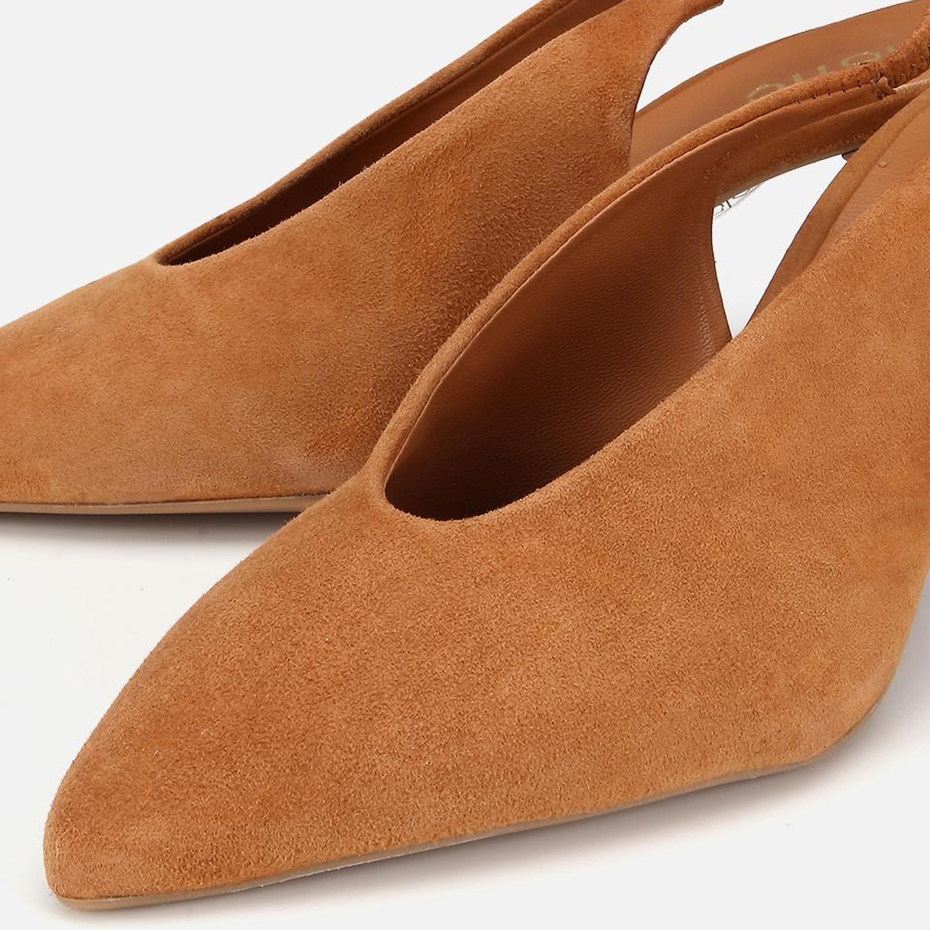 Kadın Süet Deri Taba Yumuşak Dokulu Kısa Topuklu Stiletto